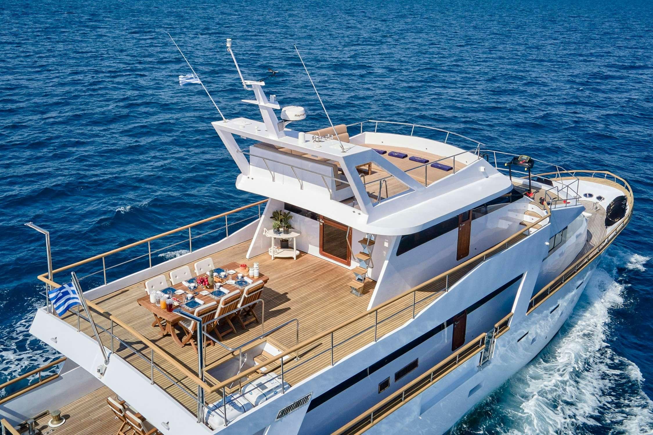 a boat on the water aboard WIDE LIBERTY Yacht for Charter