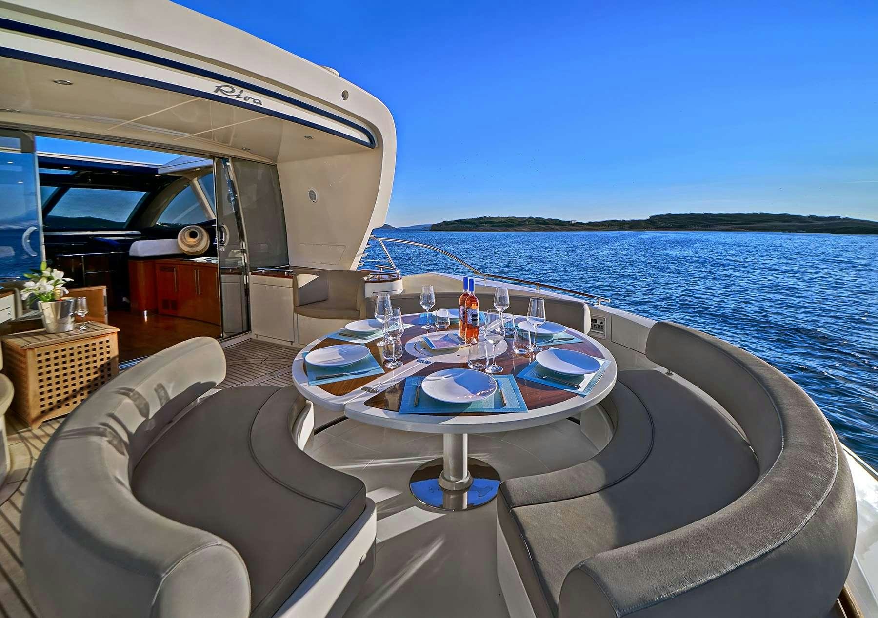 a table on a boat aboard SEA U Yacht for Charter