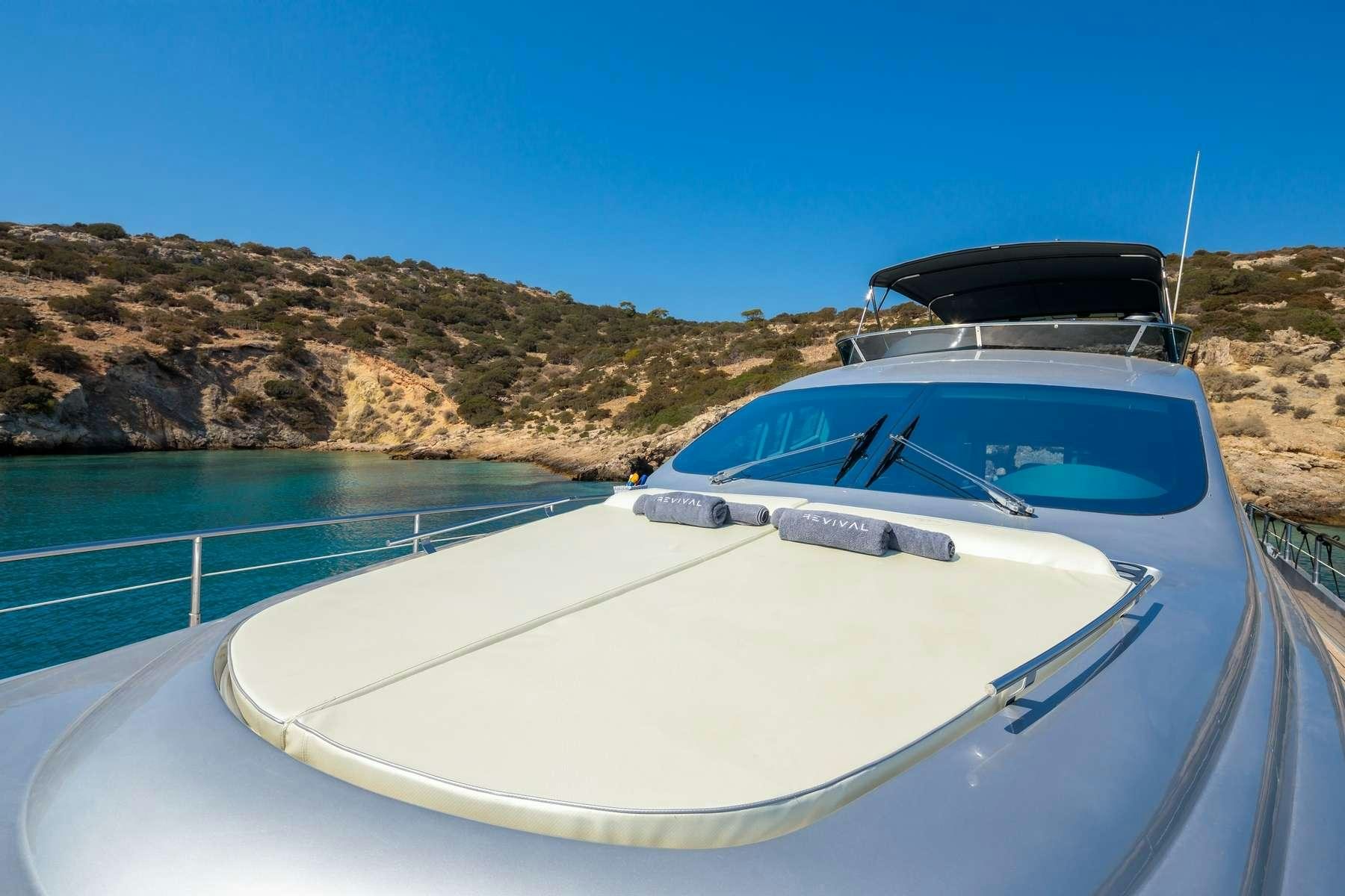 a boat on a body of water aboard REVIVAL Yacht for Charter