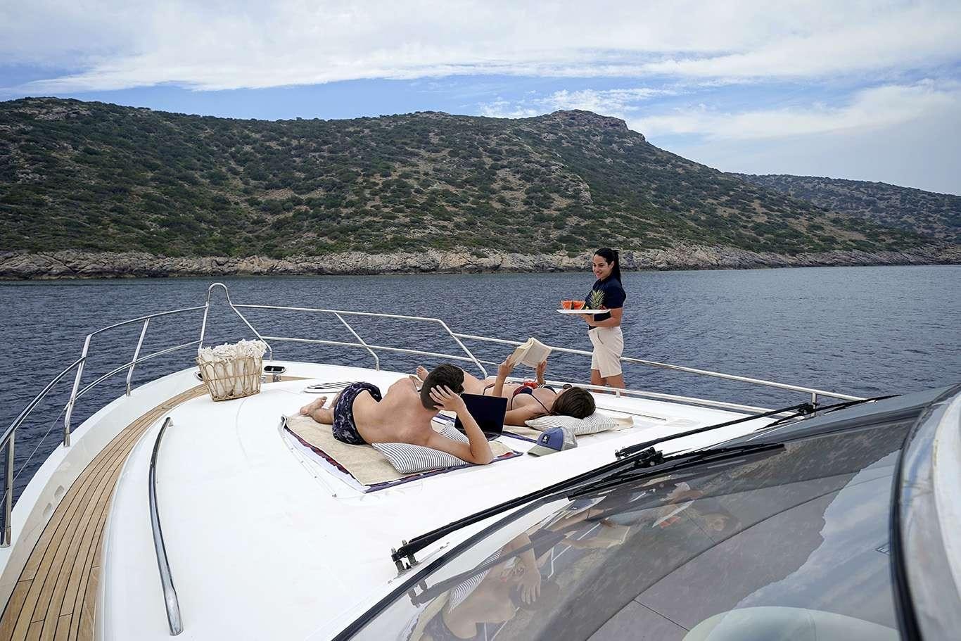 a group of people on a boat aboard DISTAR PRINCESS Yacht for Charter