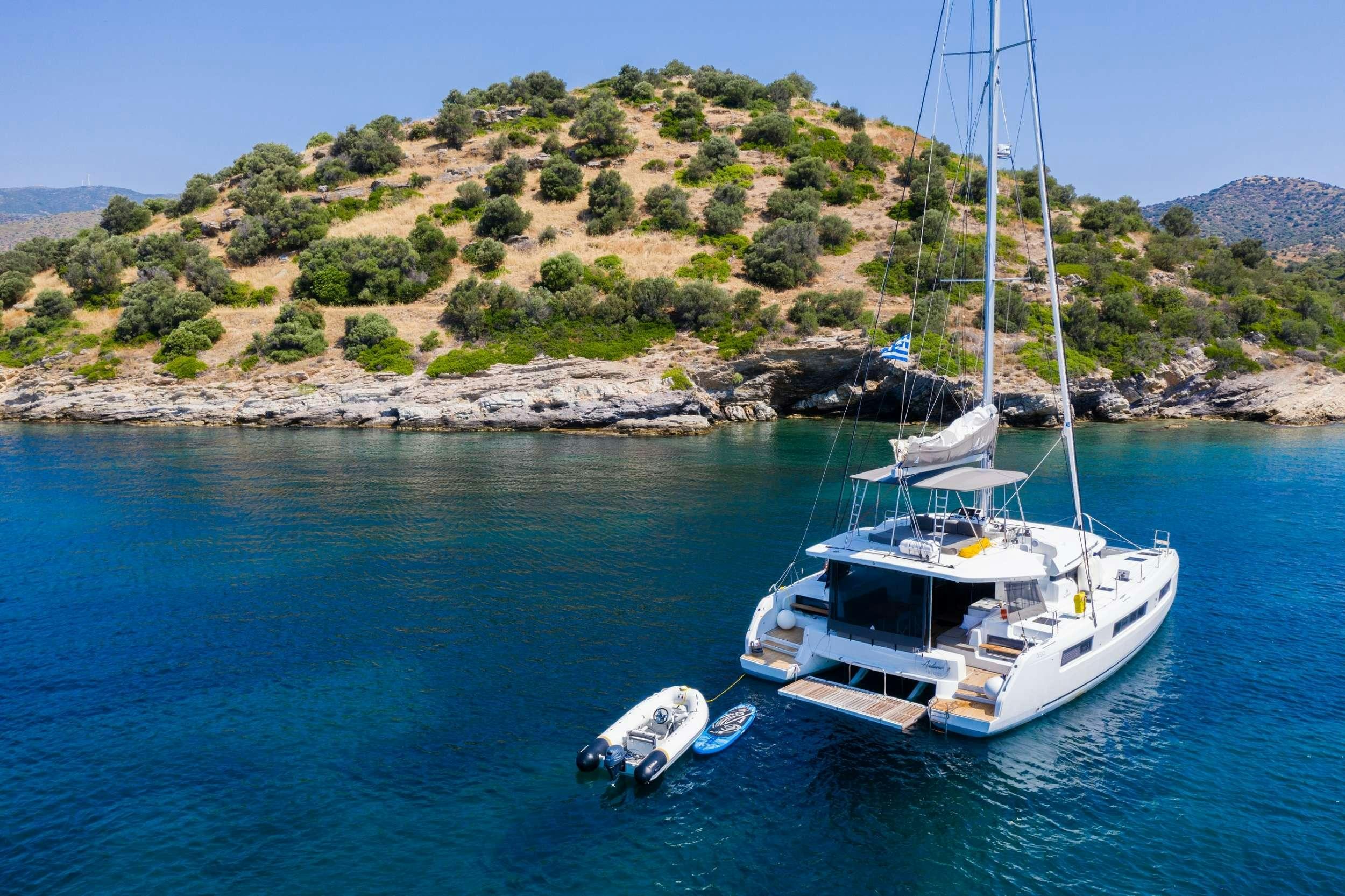 a boat in the water aboard ANDIAMO Yacht for Charter