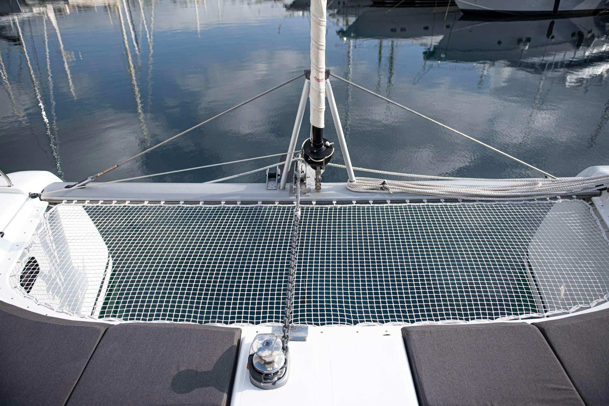 a white boat with ropes aboard MY BLUE HEAVEN Yacht for Charter