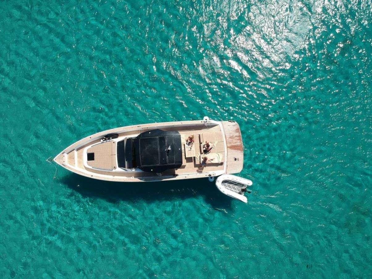 a boat in the water aboard BABY D Yacht for Charter