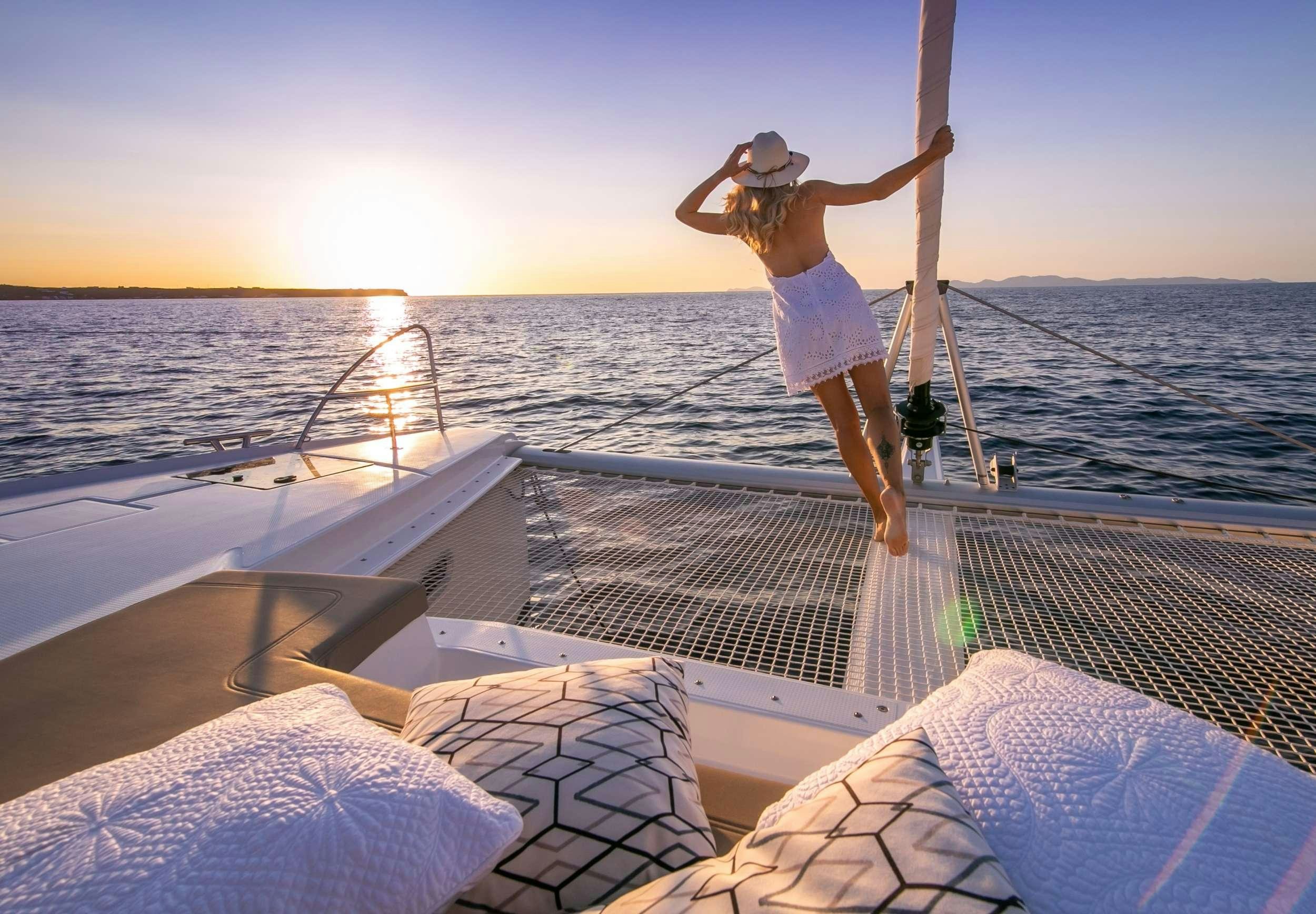 a person on a boat aboard PAROS Yacht for Charter