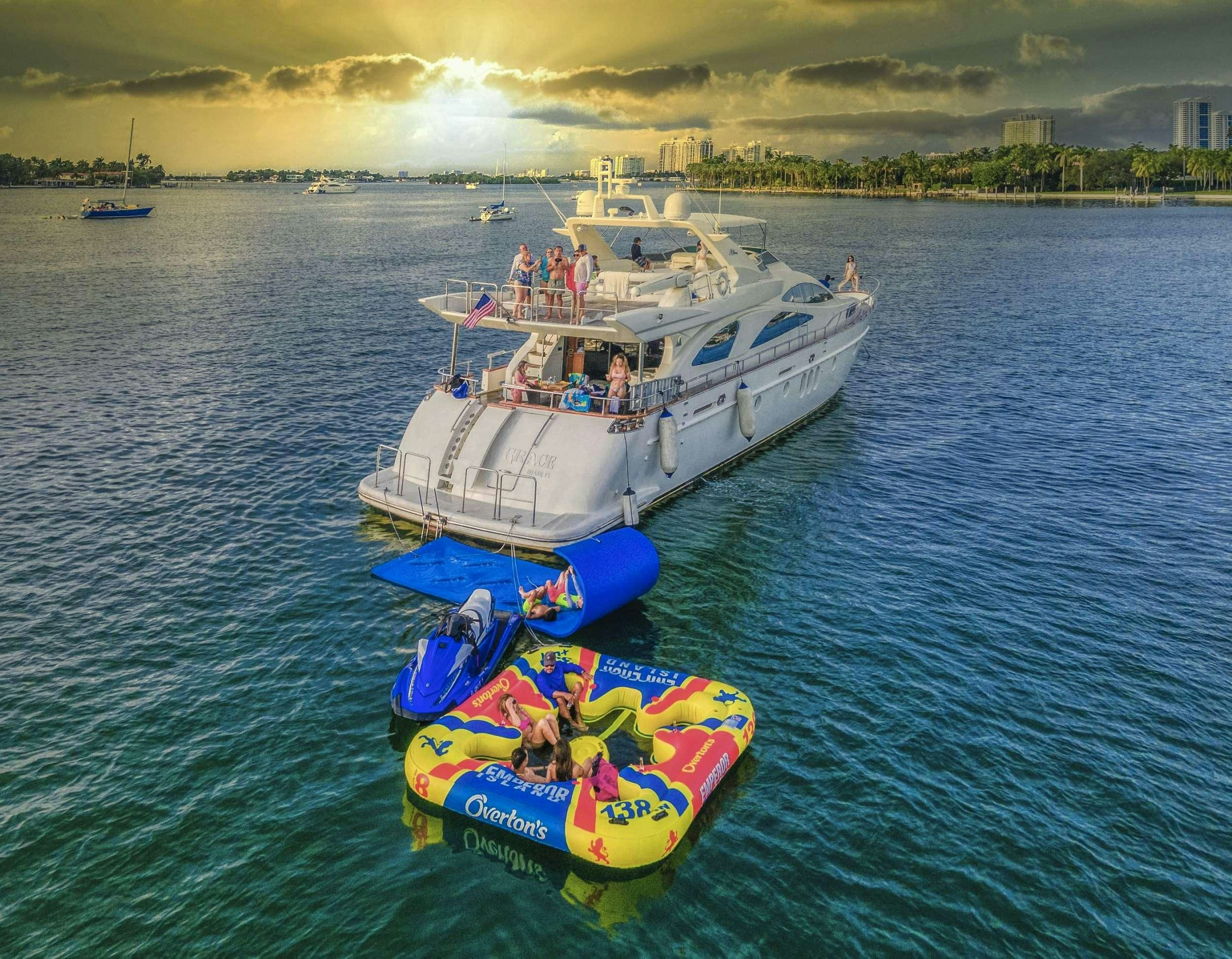 a boat with people on it aboard grace Yacht for Charter
