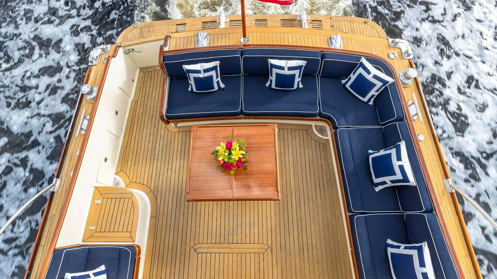 a toy on a table aboard FALCON Yacht for Charter