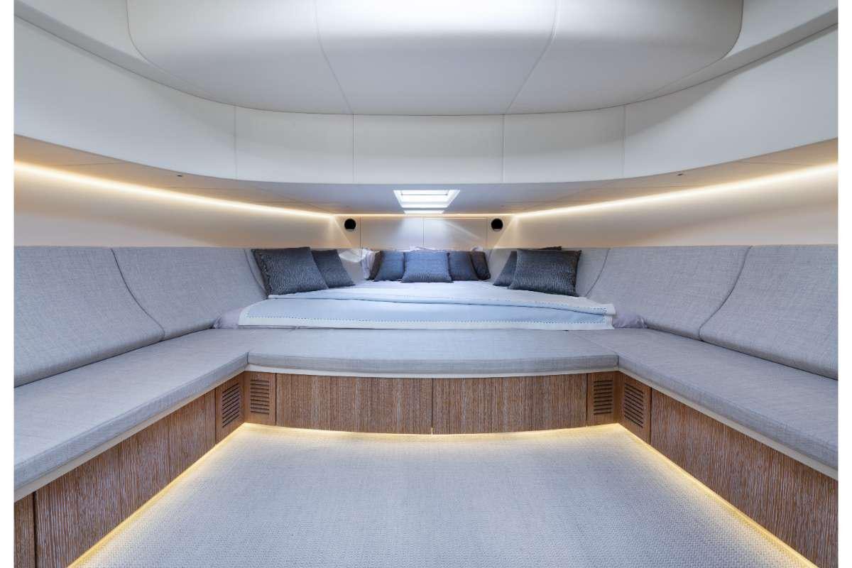 a ceiling with a light aboard JANINA Yacht for Charter