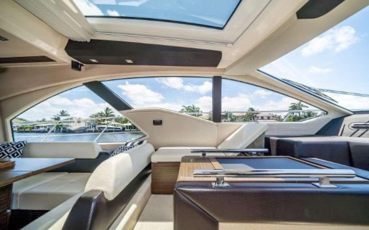 inside of a car aboard CORSAIR Yacht for Charter