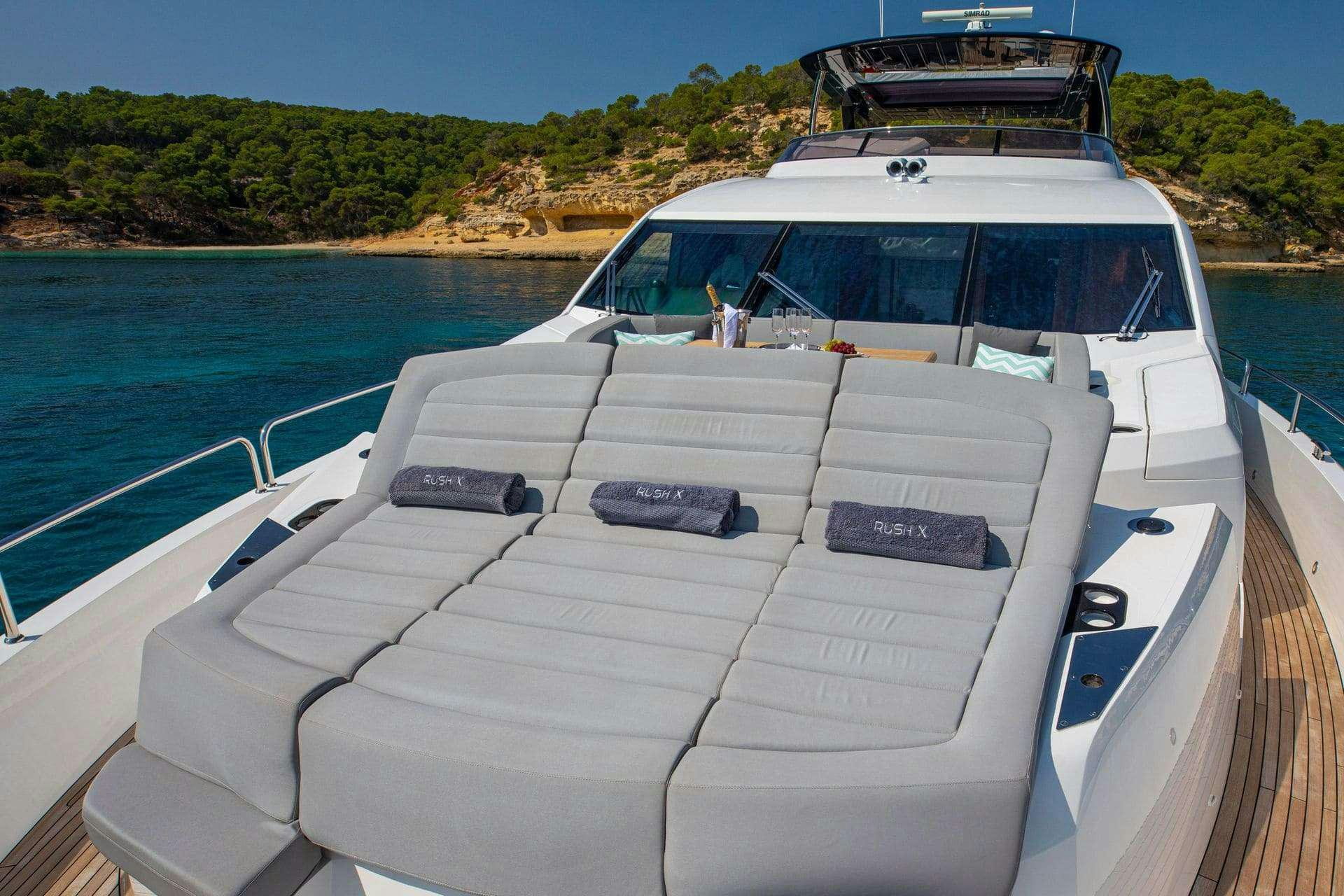 a boat on the water aboard RUSH X Yacht for Charter