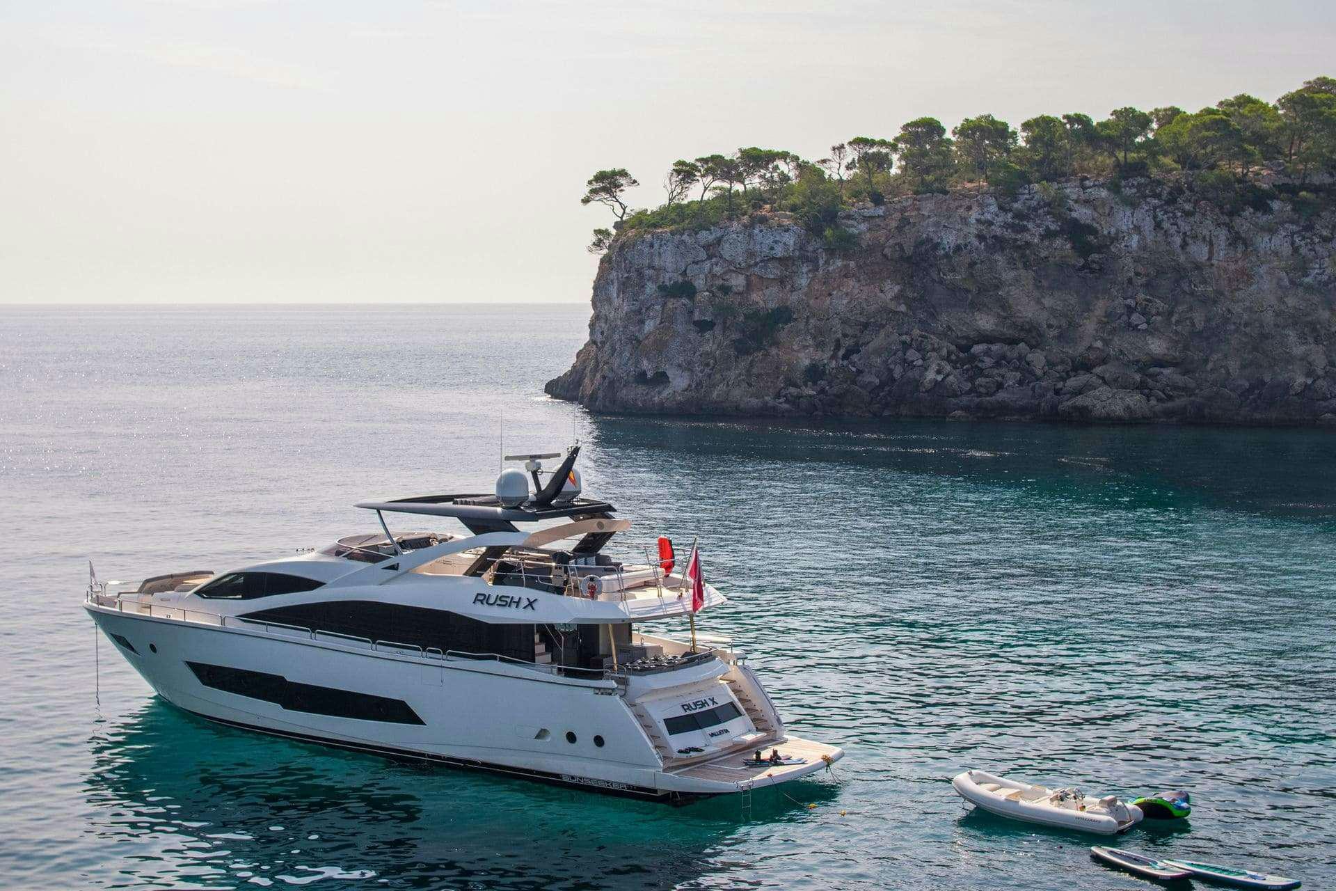 a boat on the water aboard RUSH X Yacht for Charter