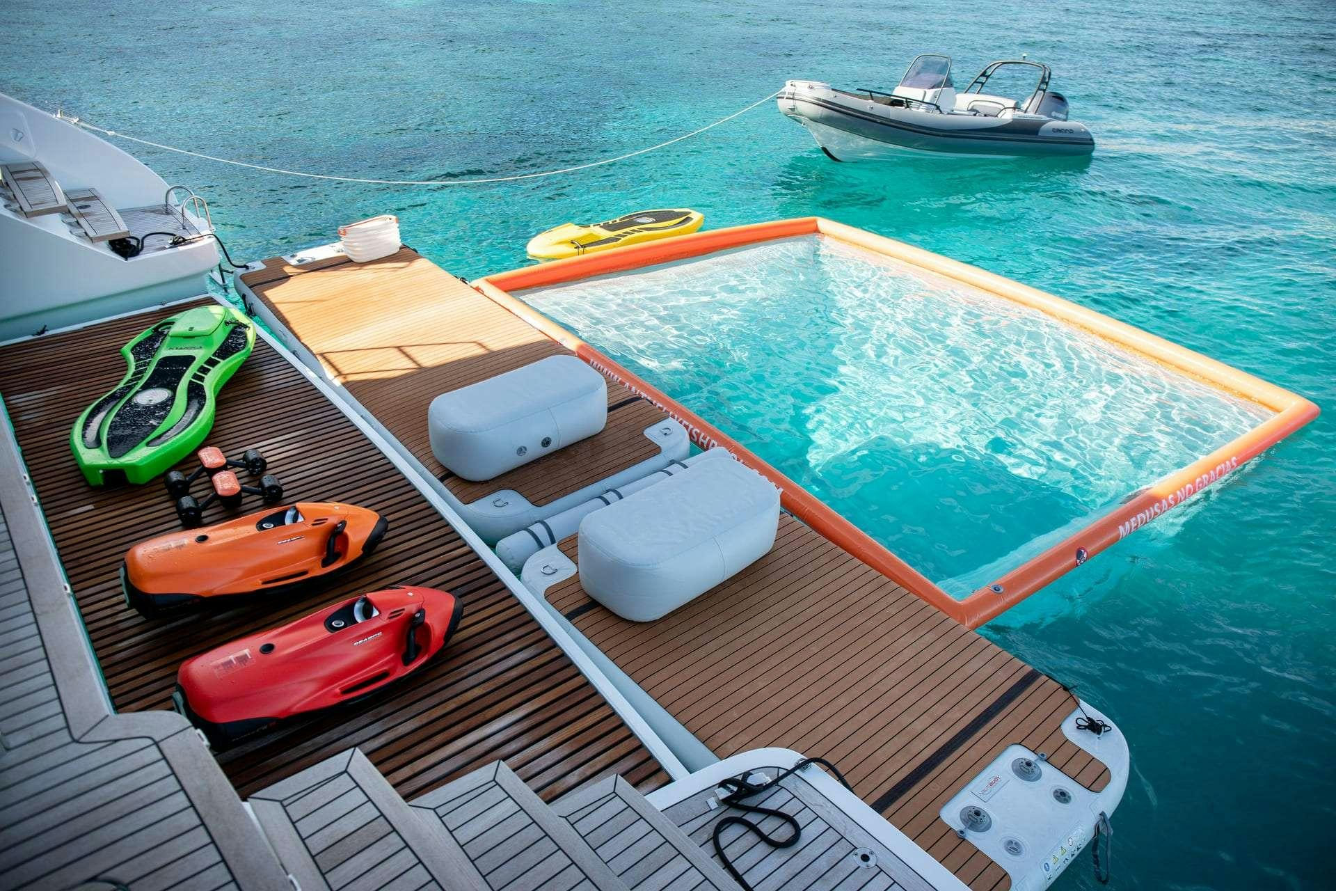 a boat on the water aboard SUNBREEZE Yacht for Charter