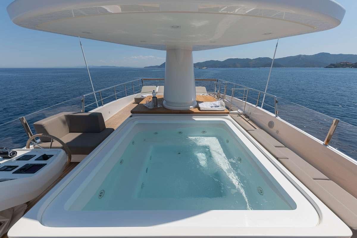 a boat on the water aboard MY WAY Yacht for Charter