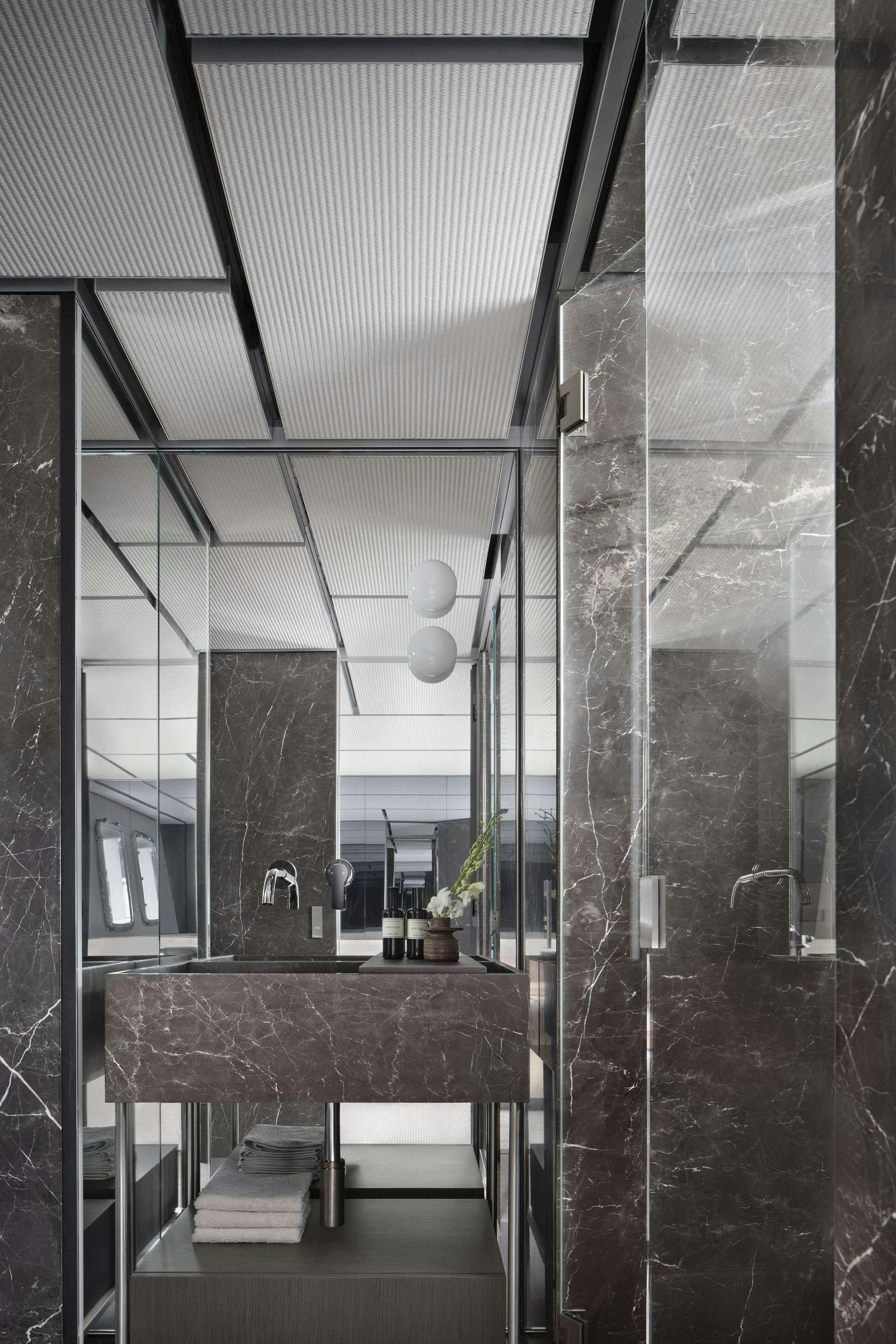 a bathroom with a sink and a countertop aboard ALMAX Yacht for Charter