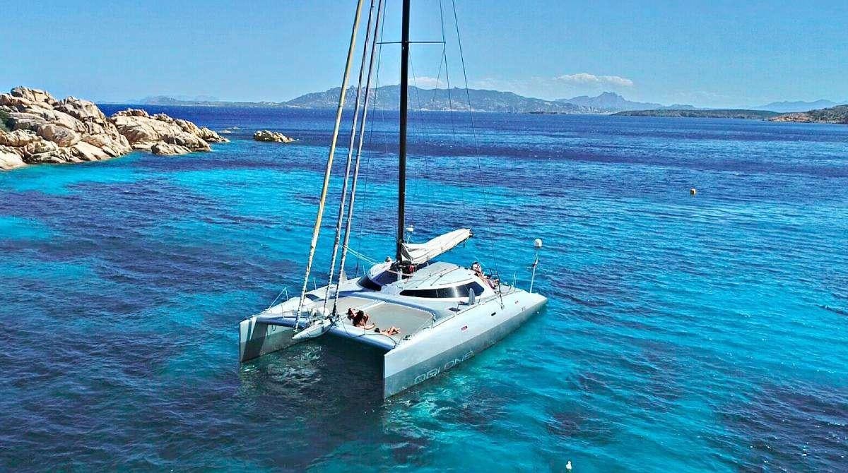 a boat in the water aboard Obi One Yacht for Charter