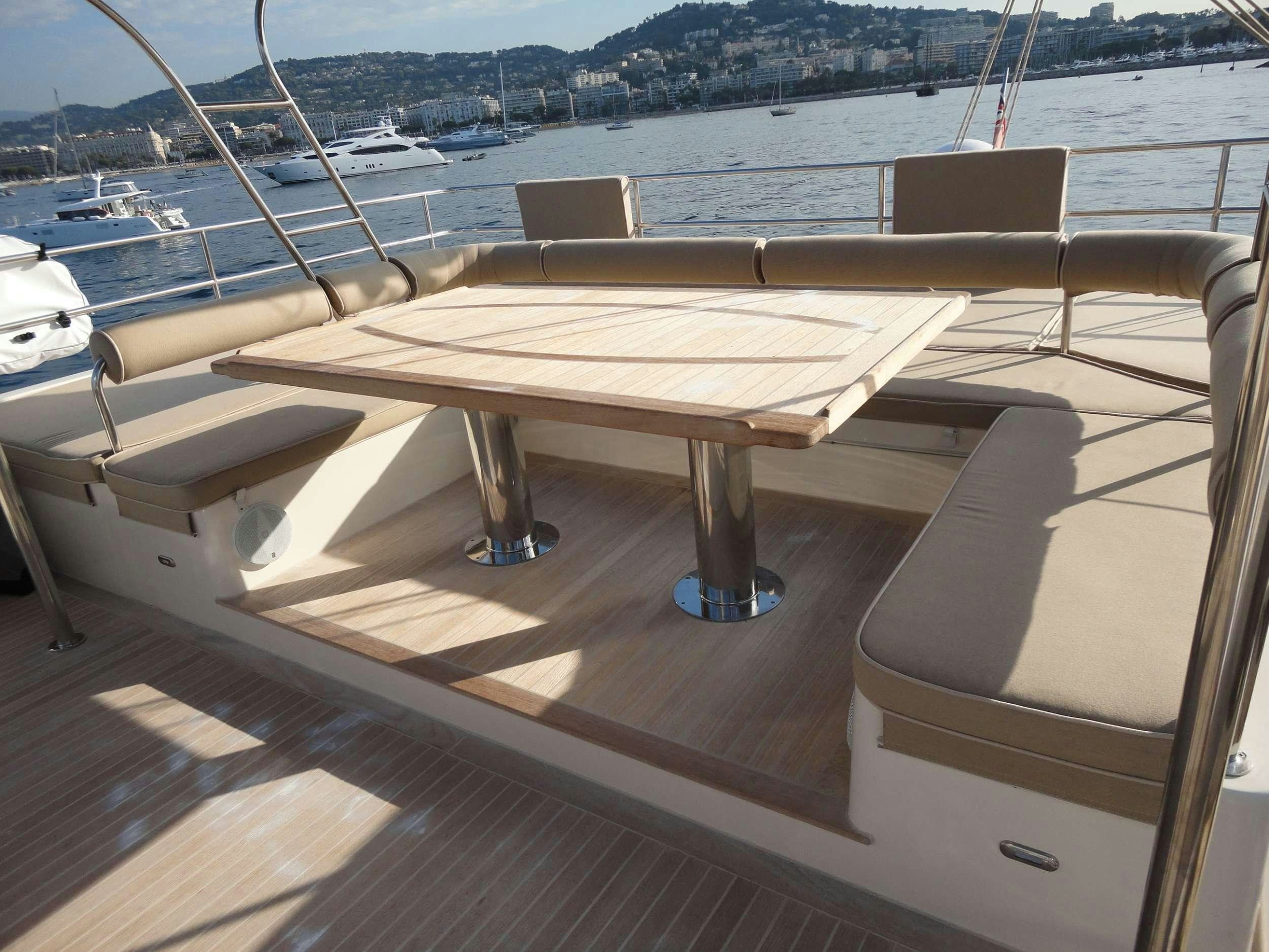 a table on a boat aboard Free Spirit Yacht for Charter