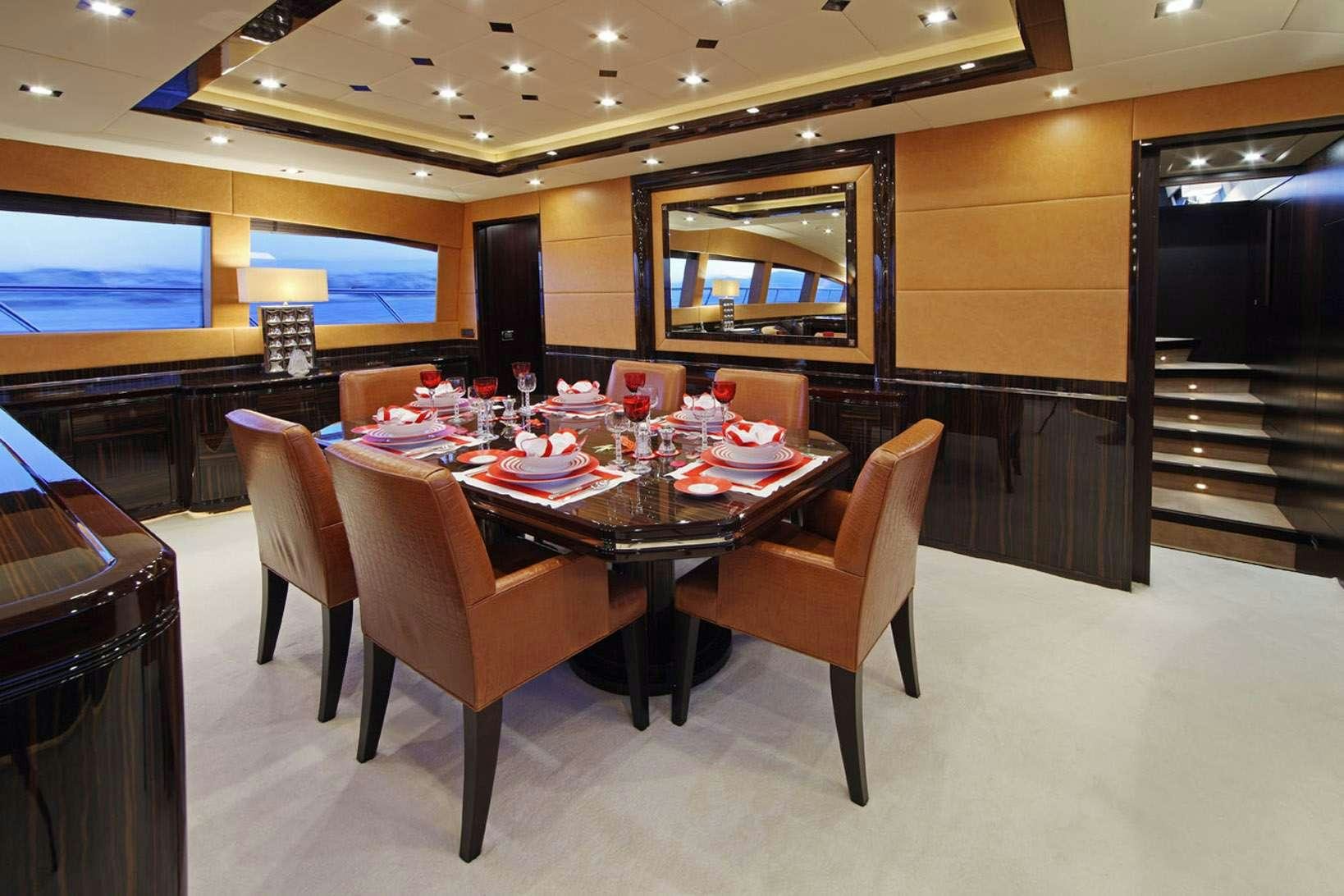 a table set for a meal aboard HARMONIC WAVES Yacht for Charter