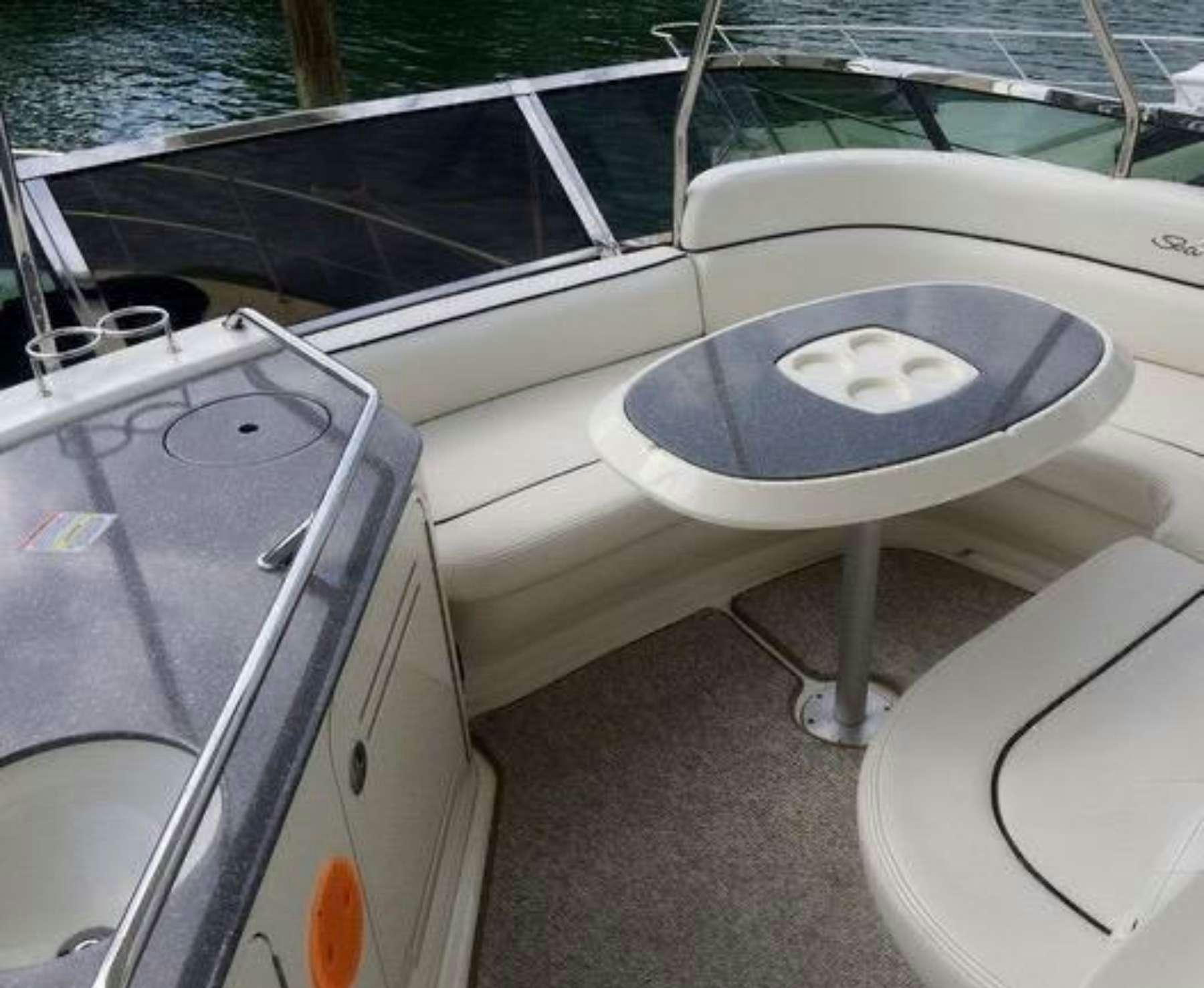 the front of a boat aboard Champagne  Yacht for Charter