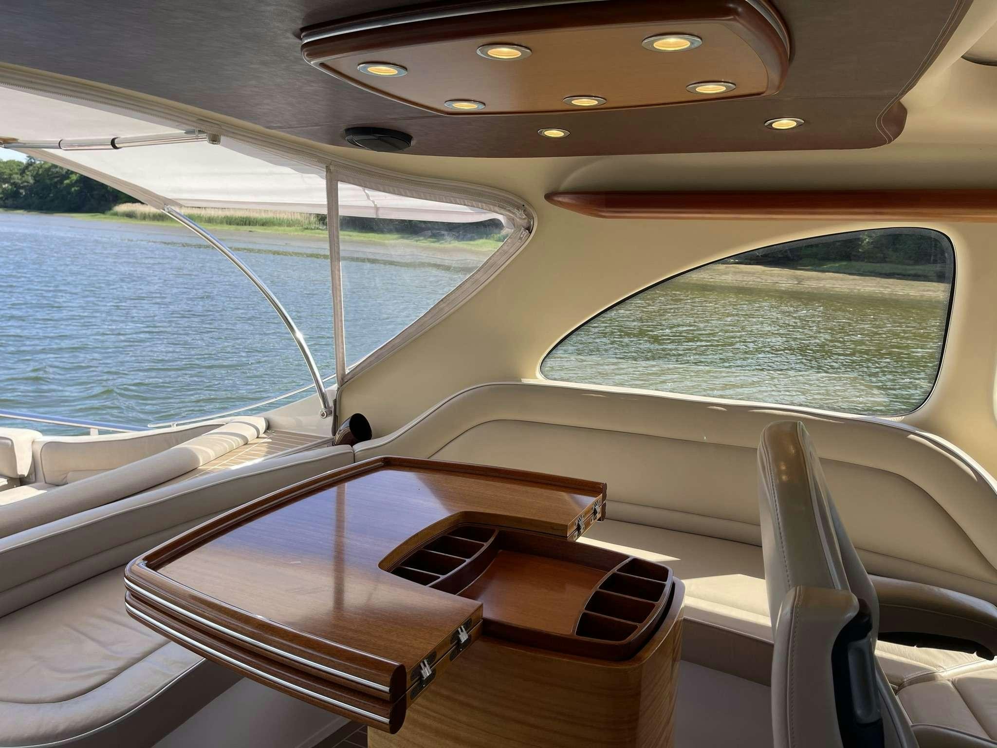 the inside of a car aboard GUCCI Yacht for Charter