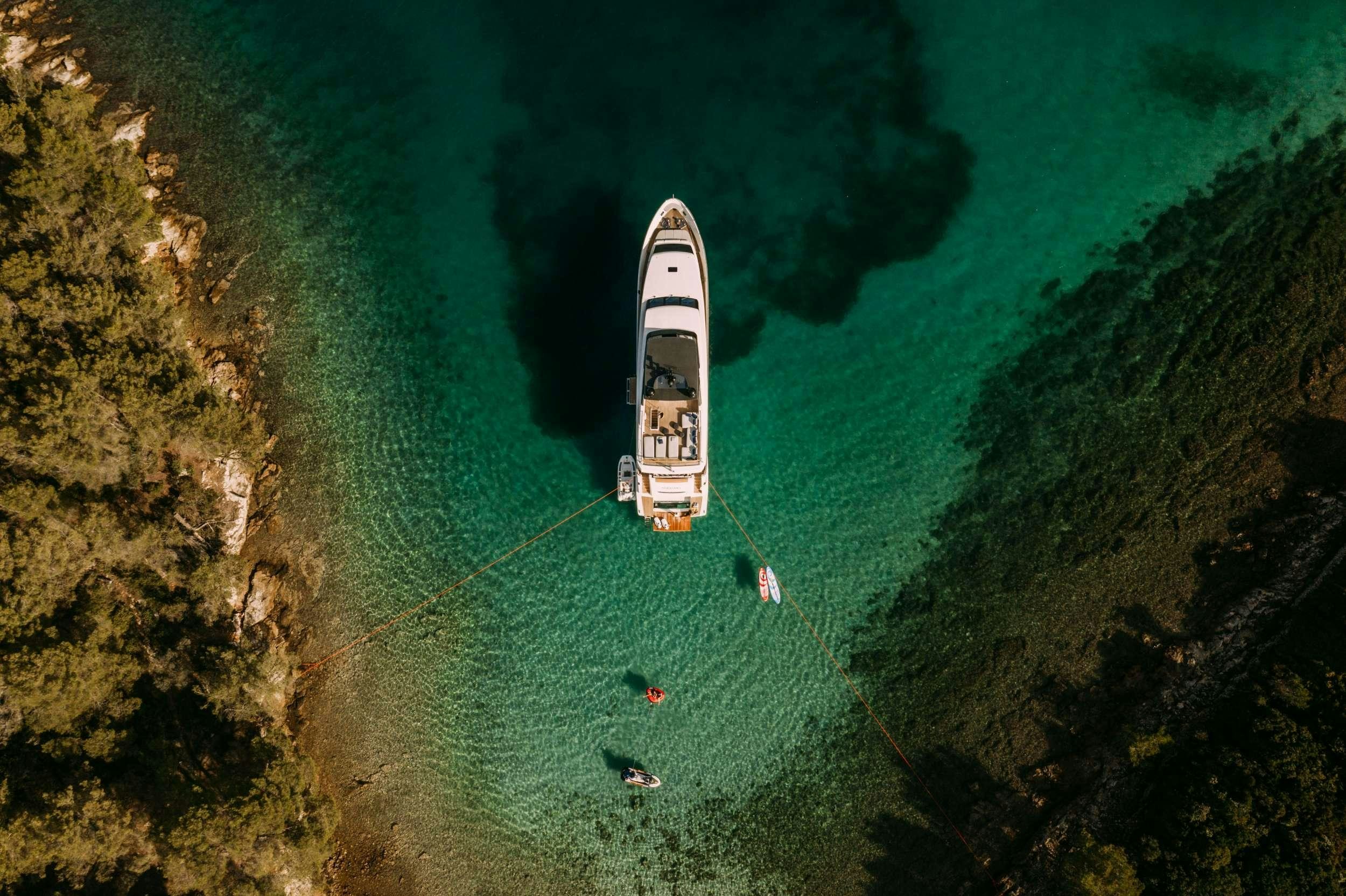 a boat in the water aboard ANDIAMO Yacht for Charter
