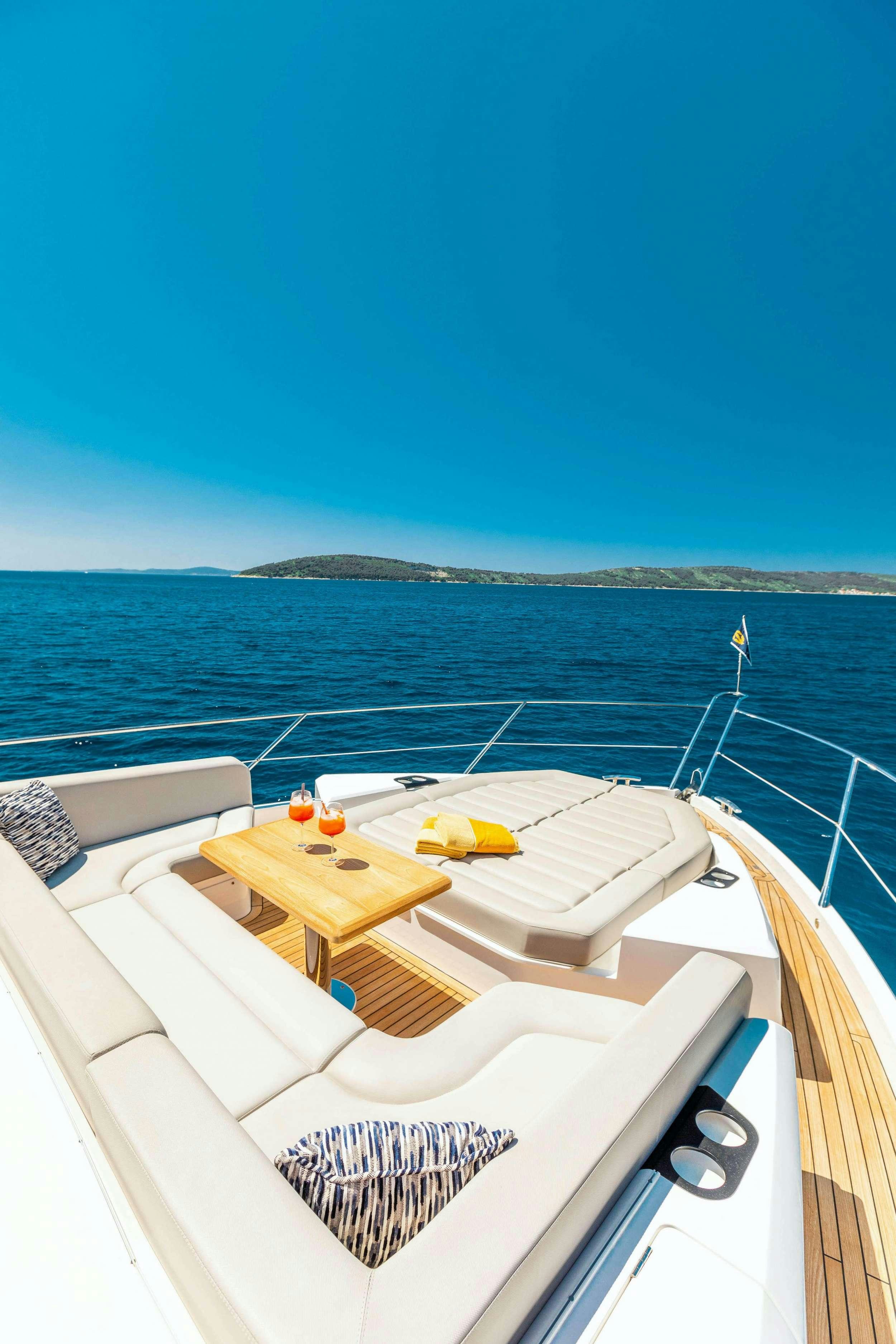 a boat on the water aboard HIDEAWAY Yacht for Charter