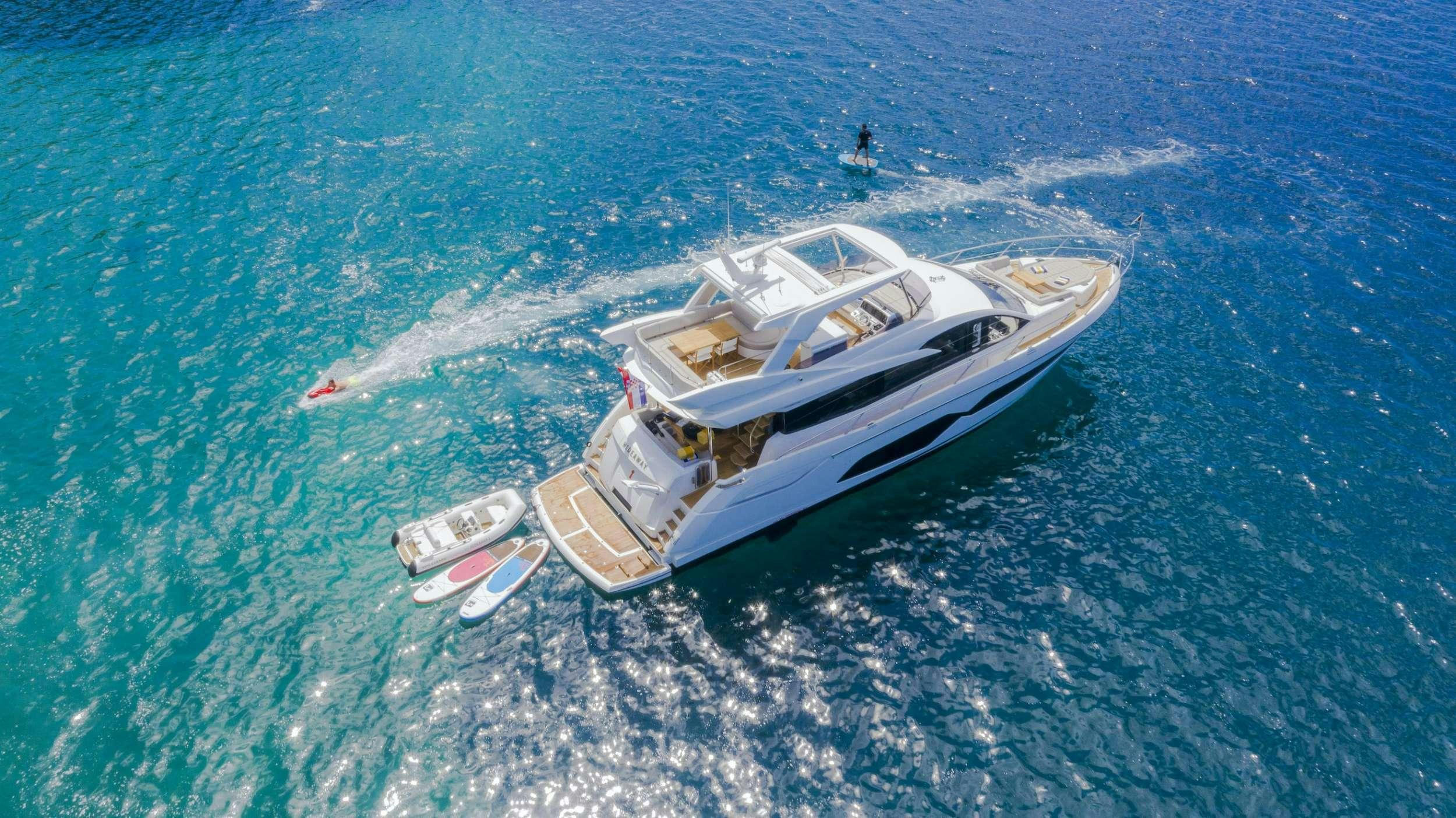 a boat in the water aboard HIDEAWAY Yacht for Charter