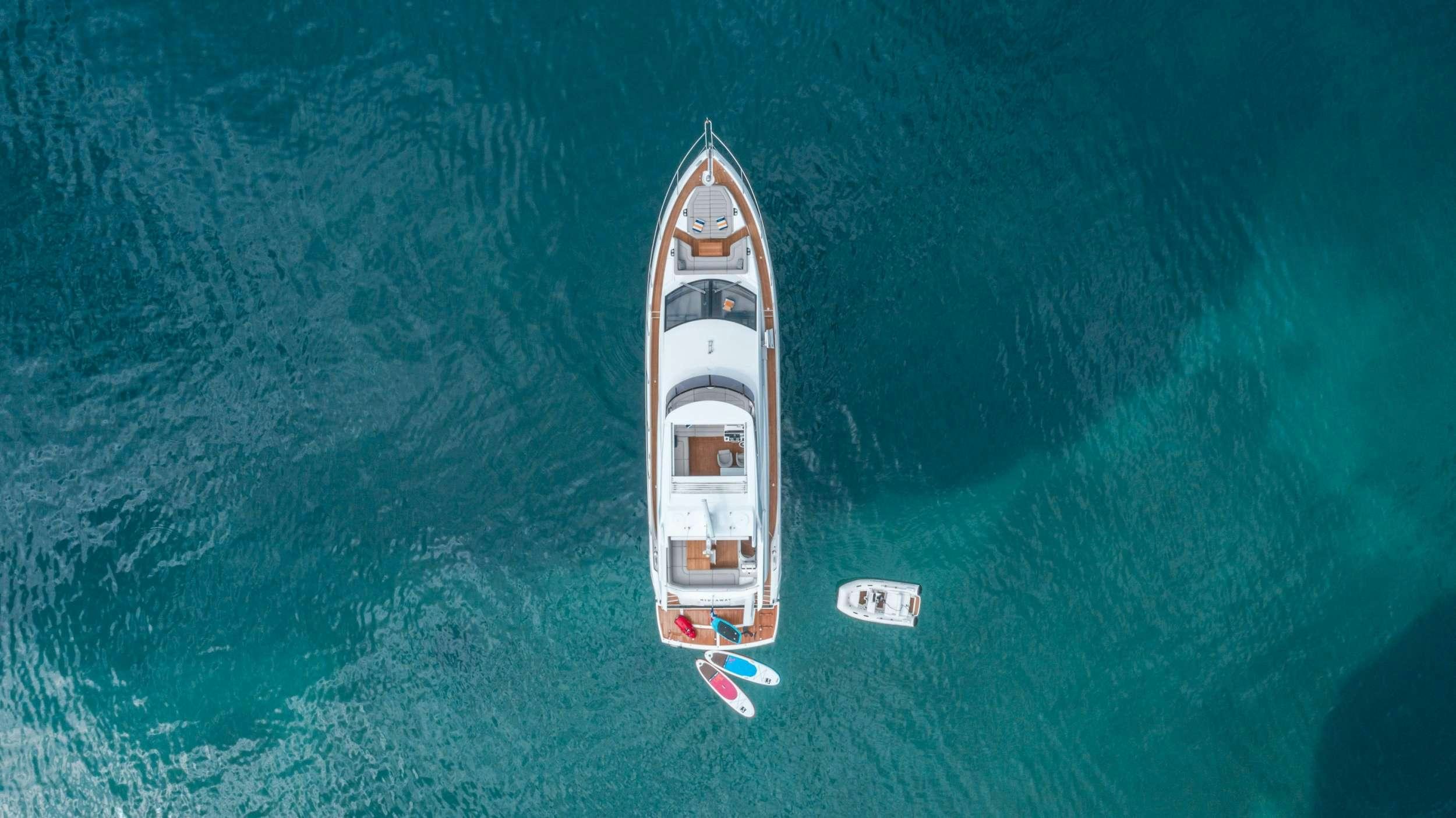 a boat in the water aboard HIDEAWAY Yacht for Charter