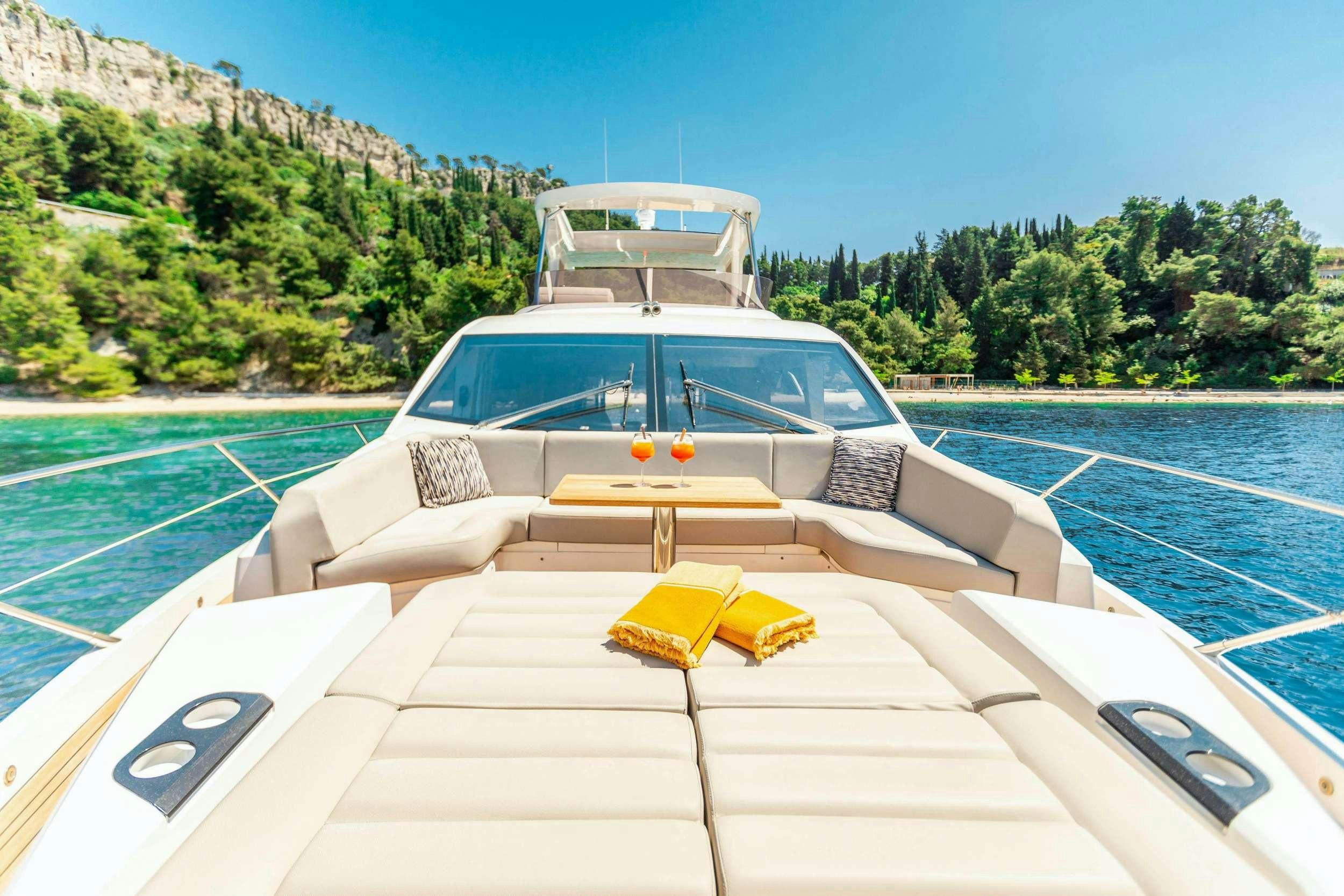 a boat on the water aboard HIDEAWAY Yacht for Charter