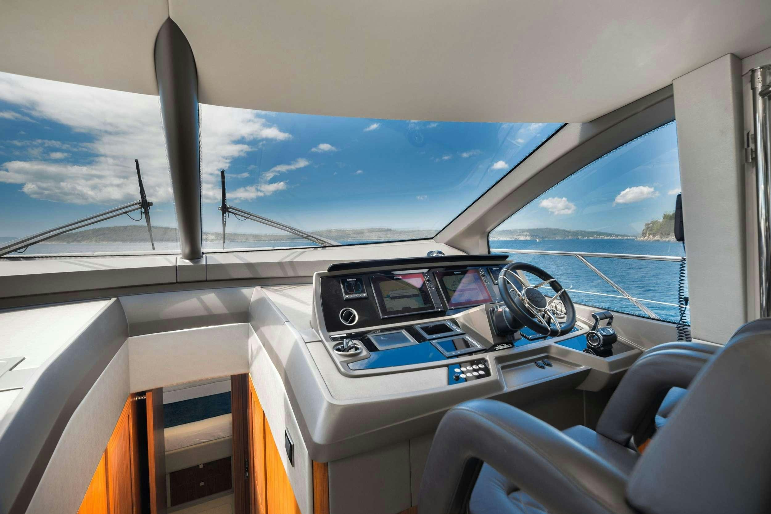 inside of a car aboard HIDEAWAY Yacht for Charter