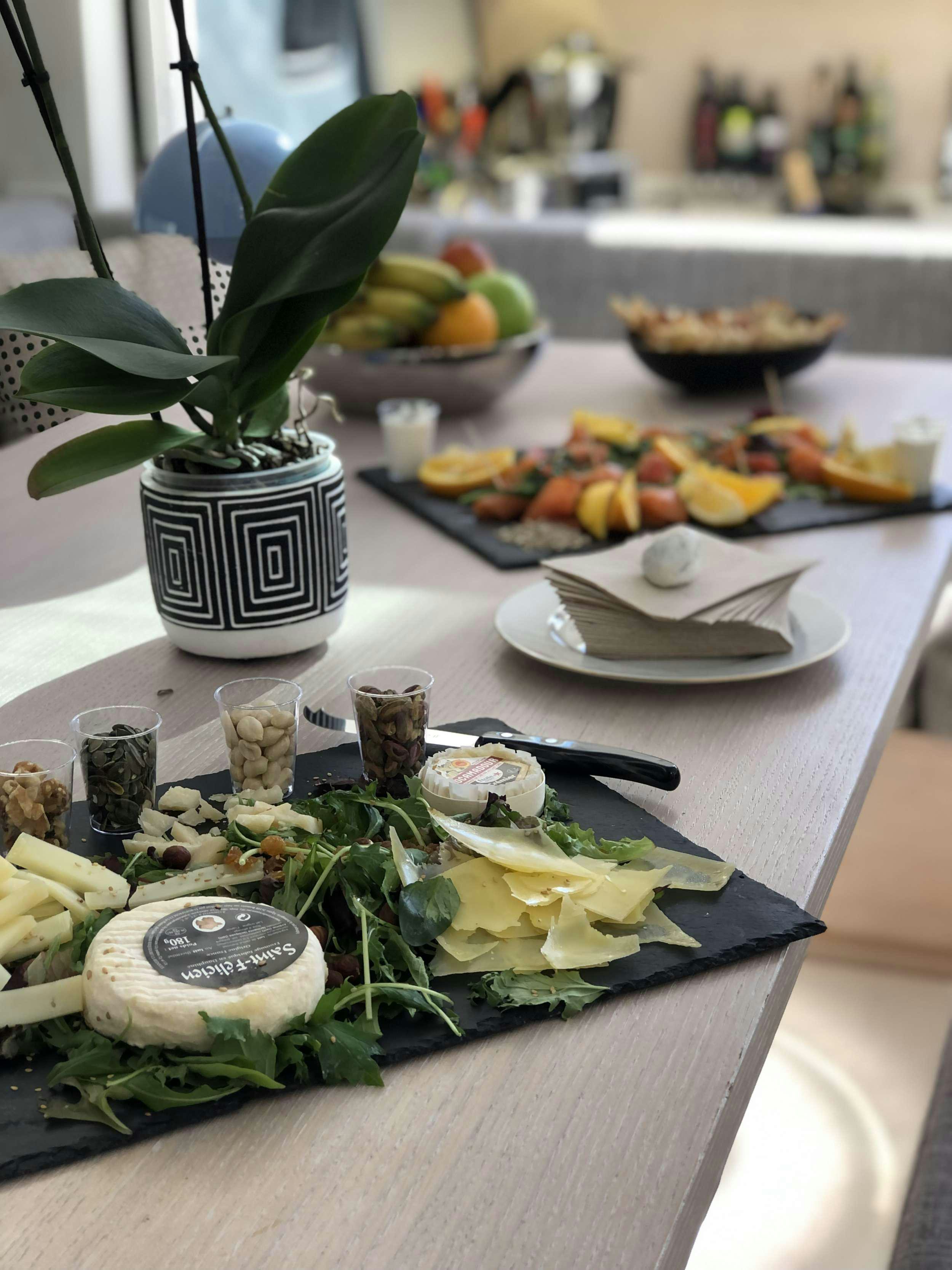 a table with plates of food aboard LUCE GUIDA Yacht for Charter