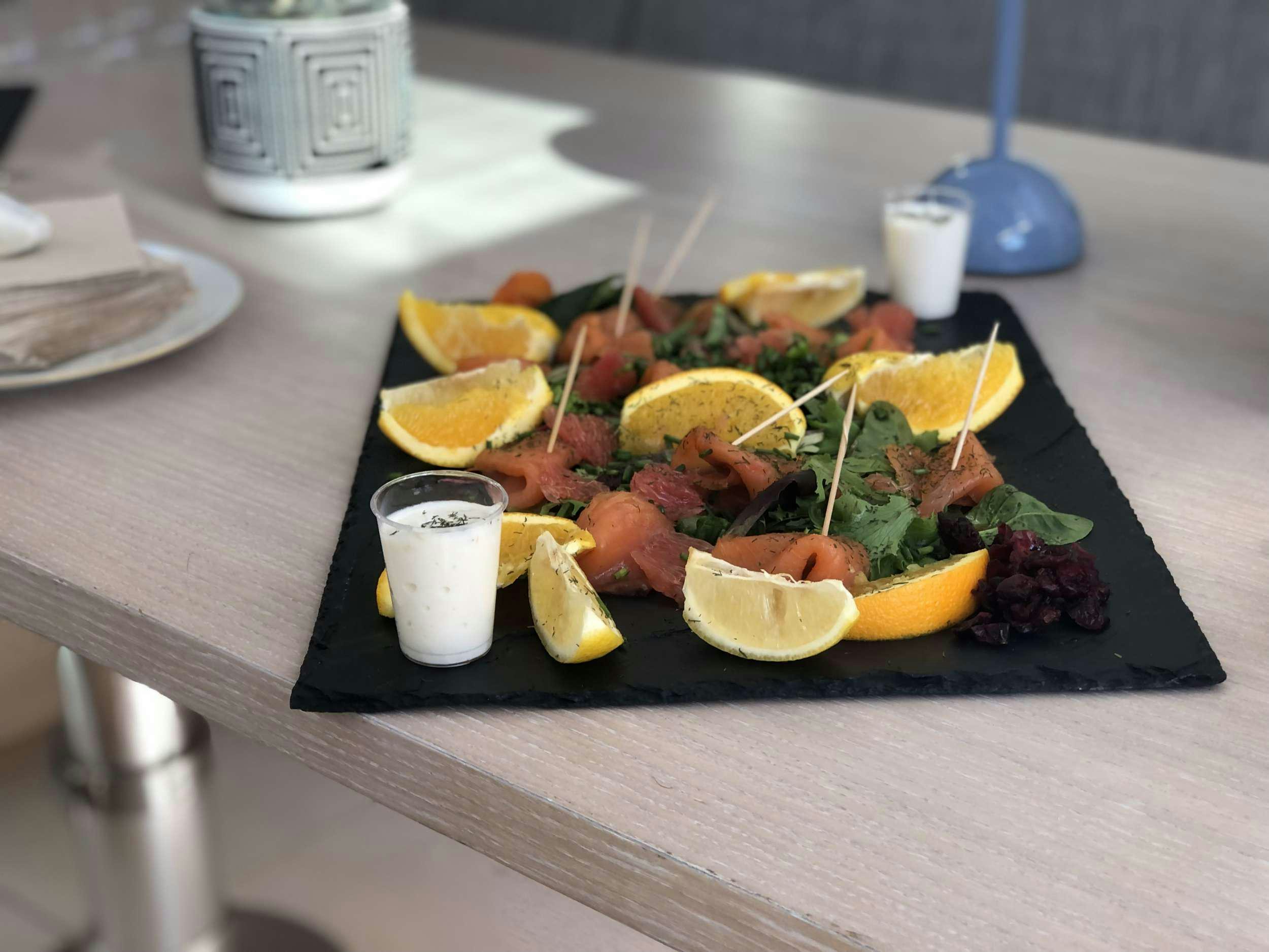 a plate of food aboard LUCE GUIDA Yacht for Charter