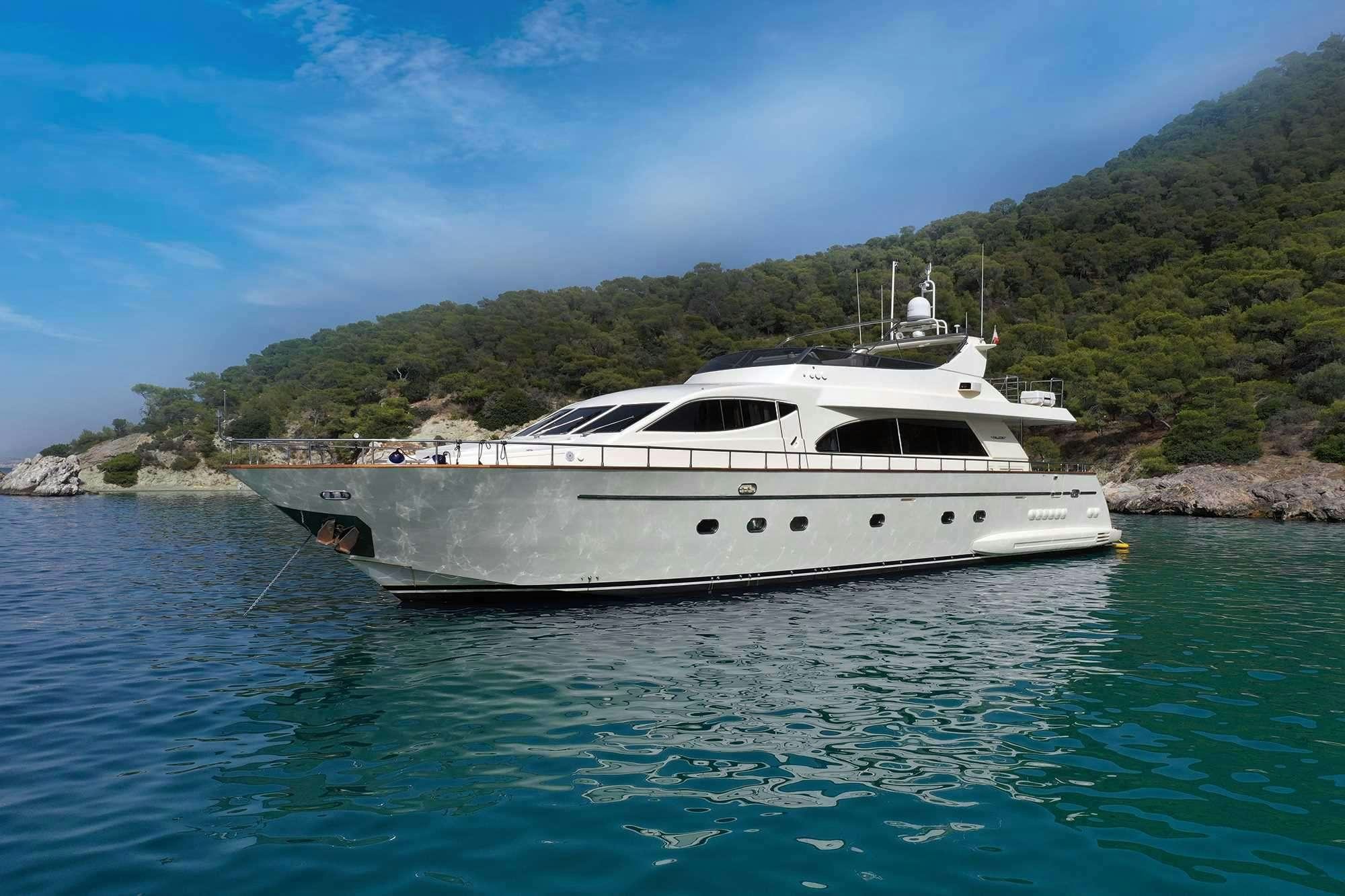 a white yacht in the water aboard ESTIA POSEIDON Yacht for Charter