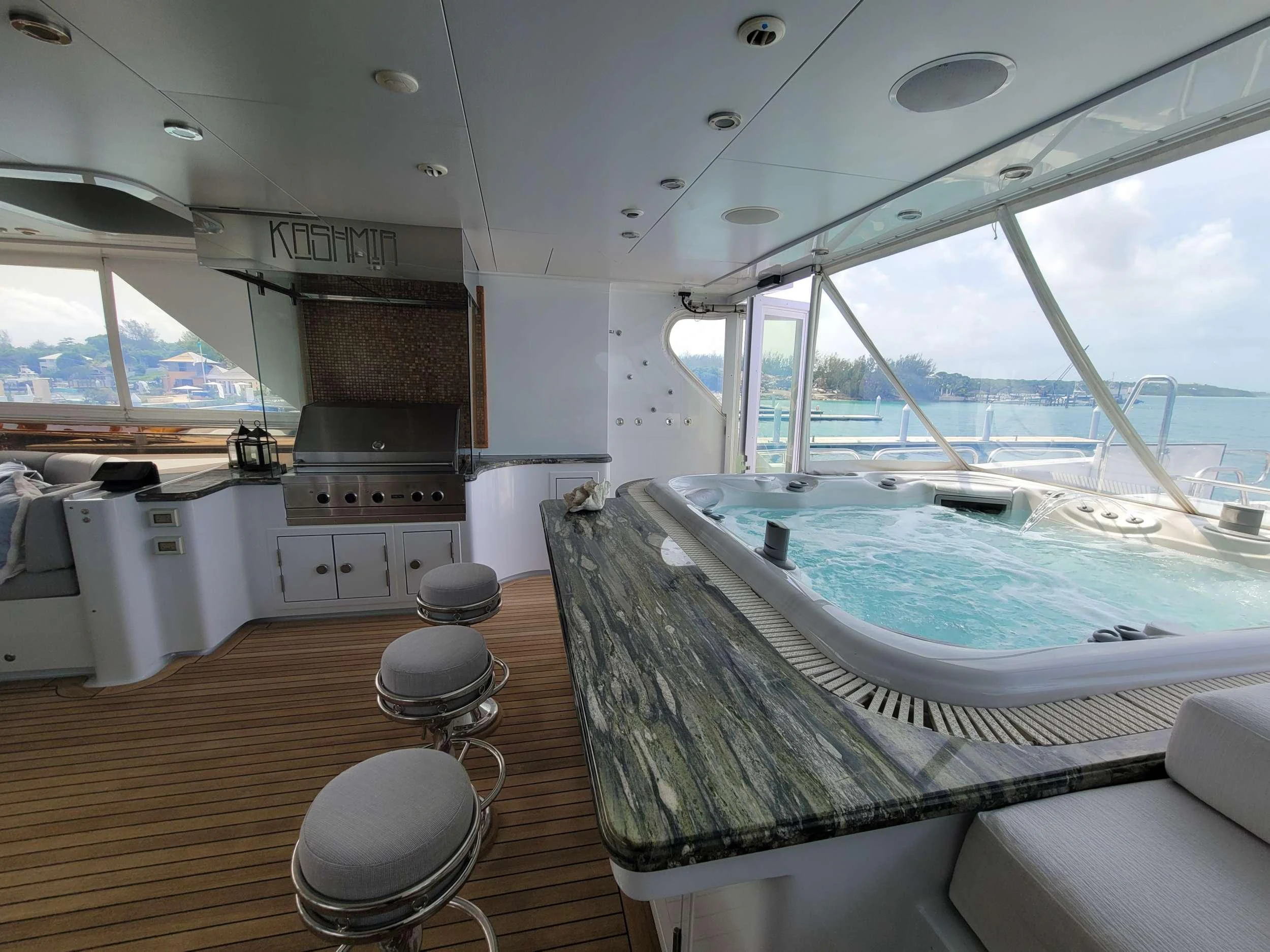 a large swimming pool in a boat aboard KASHMIR Yacht for Charter