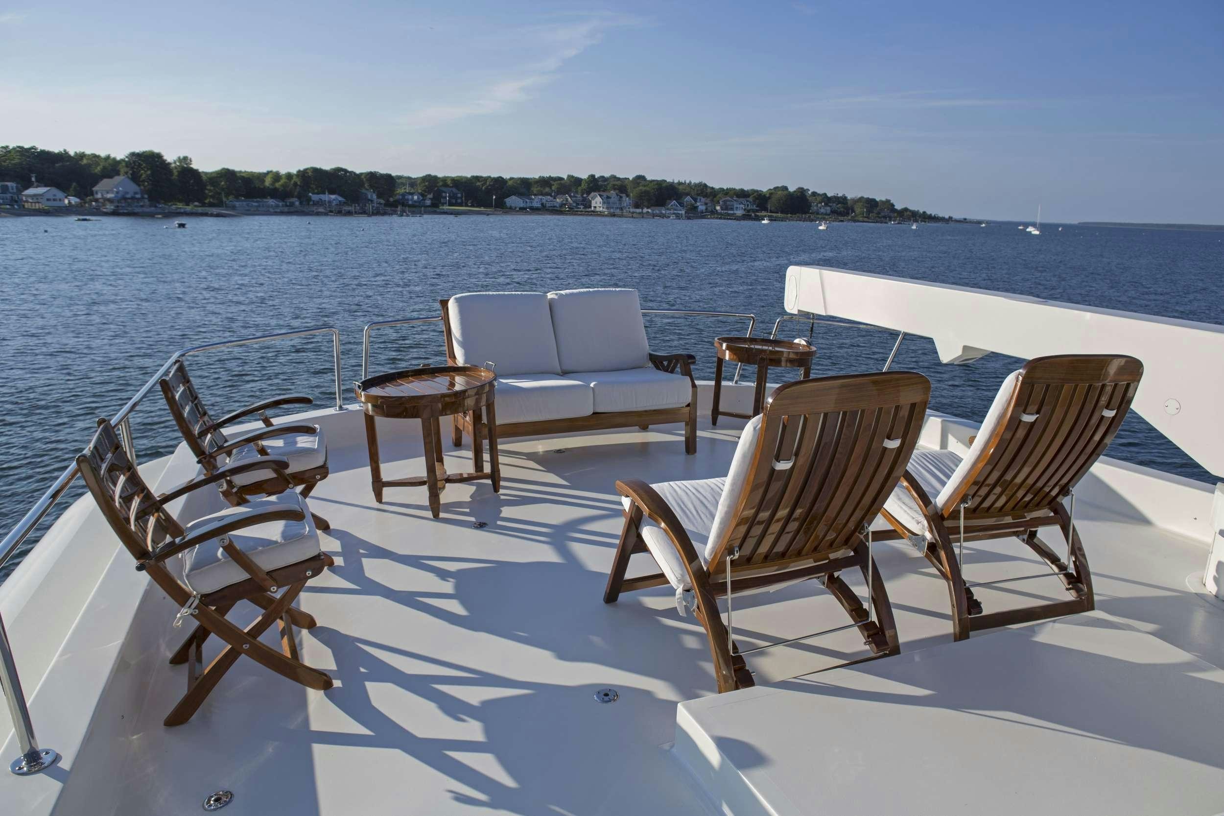 chairs on a snowy beach aboard STARLIGHT Yacht for Charter