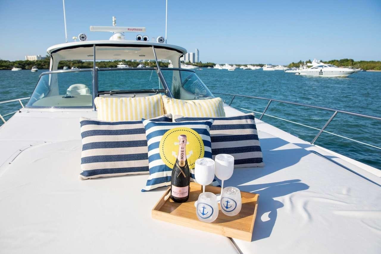 a boat on the water aboard Low Profile Yacht for Charter
