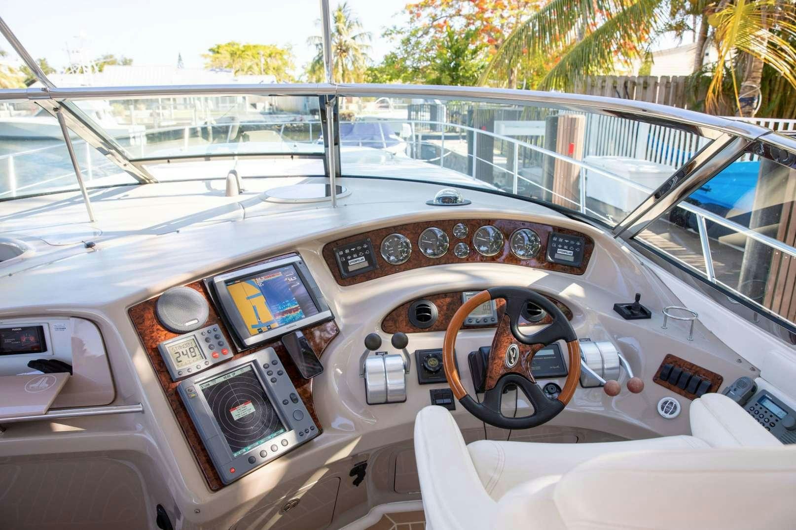 inside of a car aboard Low Profile Yacht for Charter
