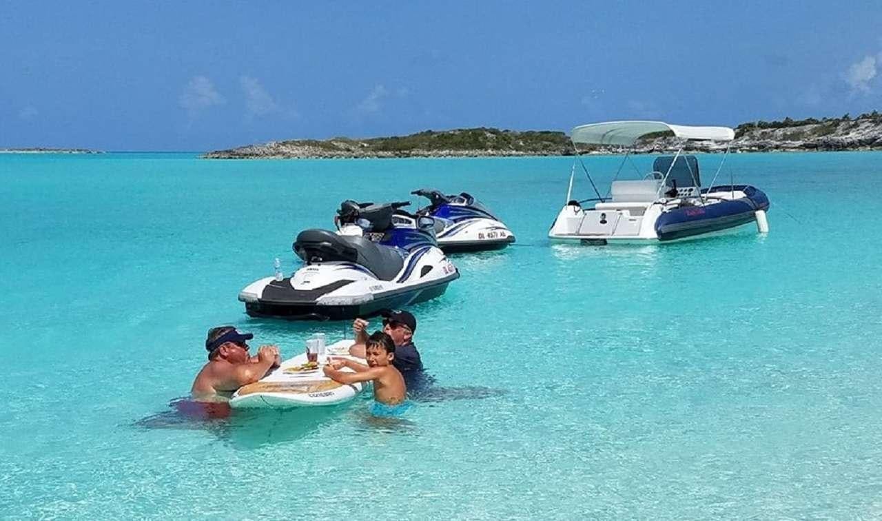 a group of people in the water aboard LADY LEILA Yacht for Charter