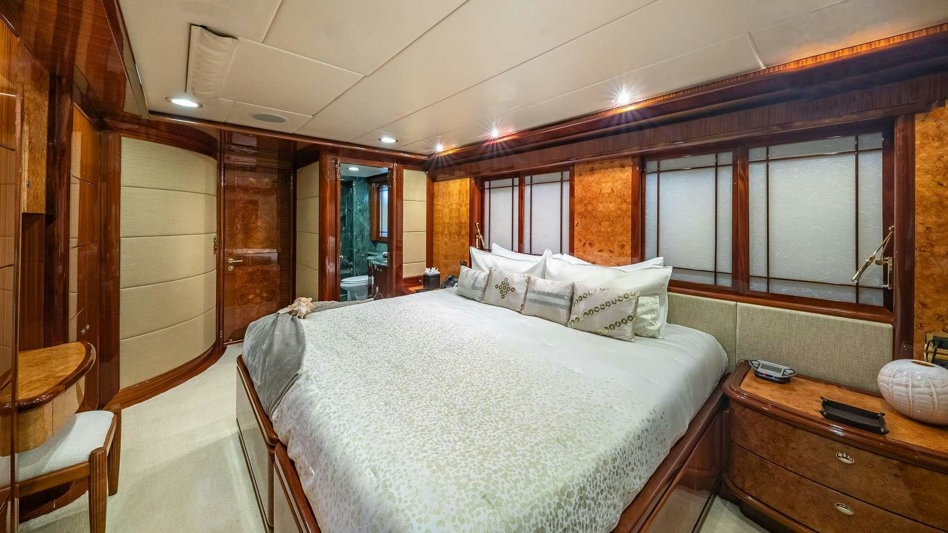 a bed in a cabin aboard LADY LEILA Yacht for Charter