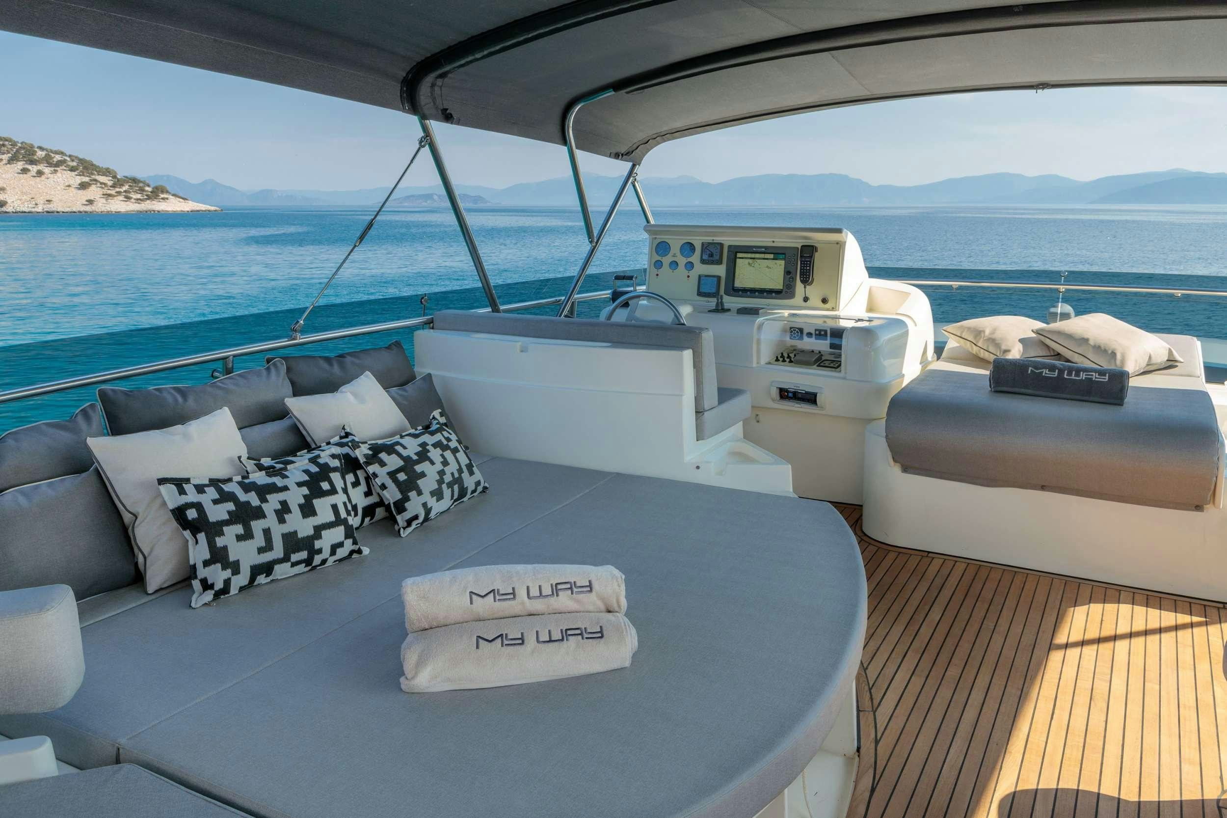 a boat on the water aboard MY WAY Yacht for Charter