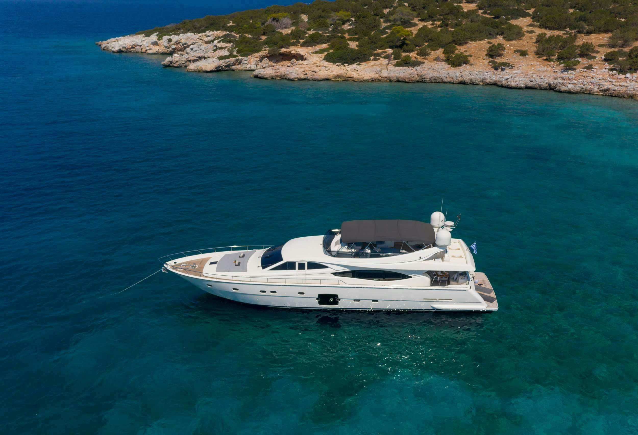 a white yacht in the water aboard MY WAY Yacht for Charter