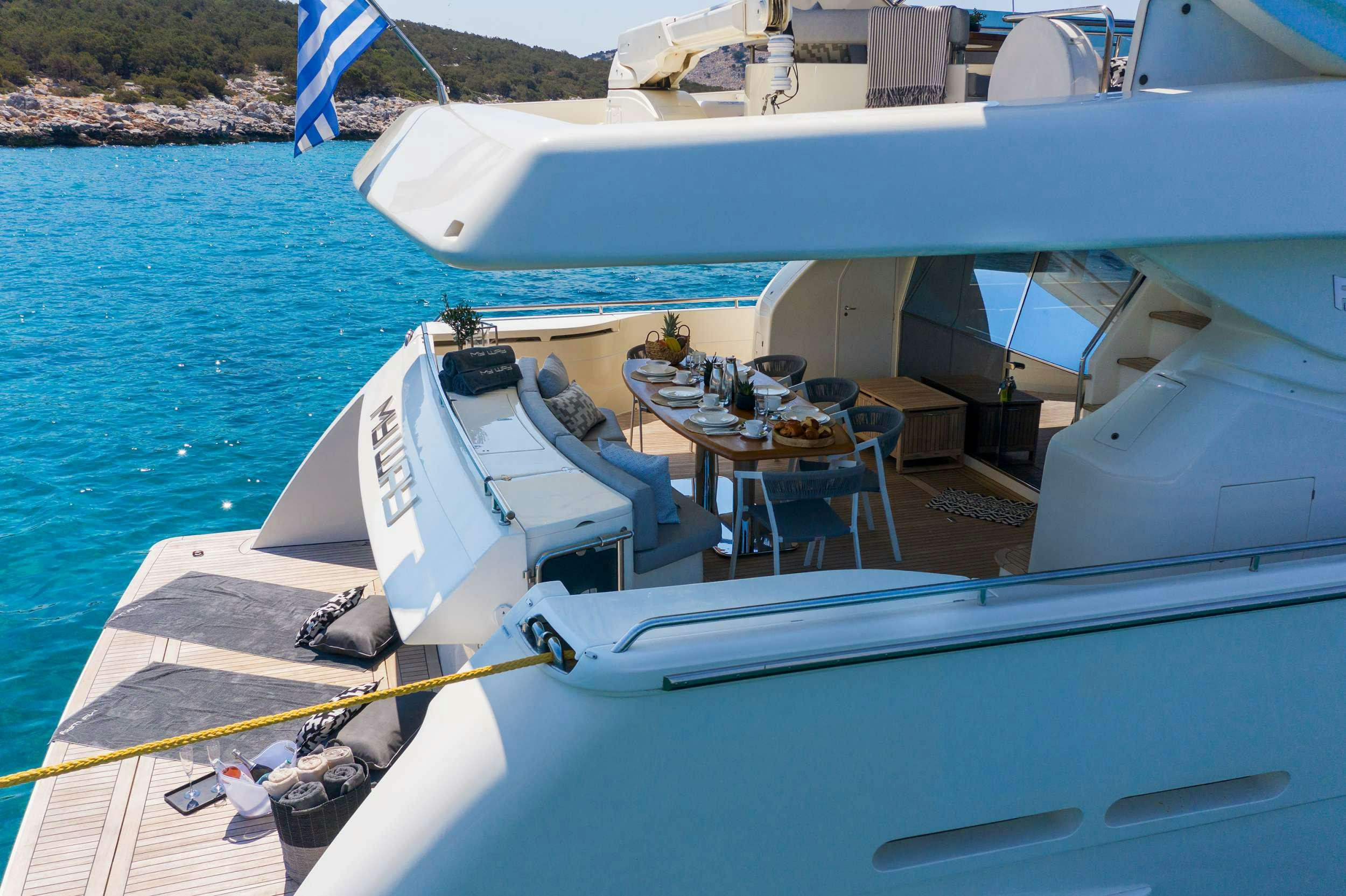 a boat on the water aboard MY WAY Yacht for Charter