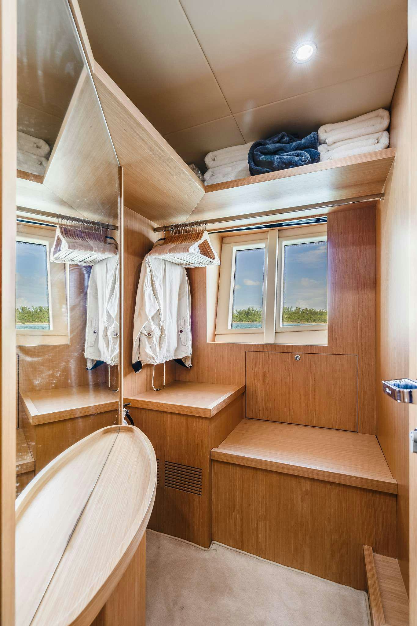 a bathroom with a sink and a mirror aboard M3 Yacht for Charter