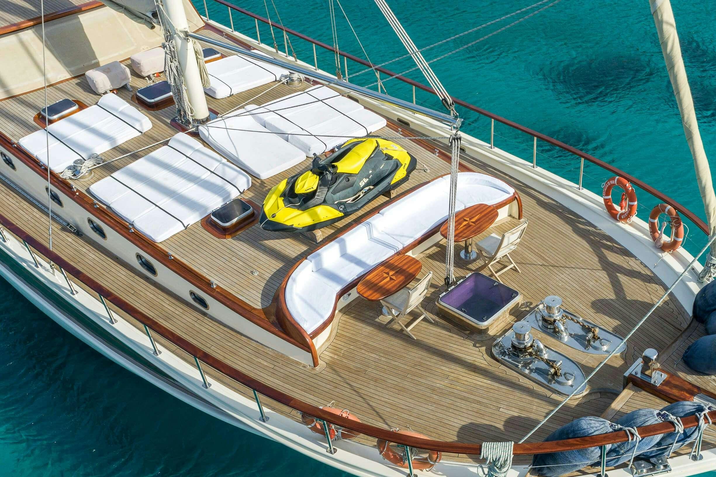 a high angle view of a boat aboard ESTRELLA DE MAR Yacht for Charter