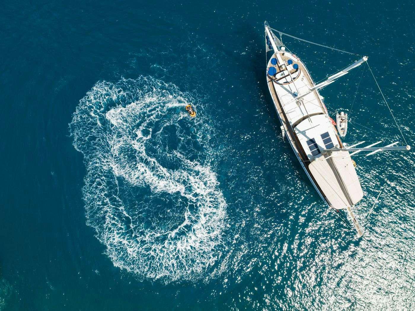 a boat in the water aboard S NUR TAYLAN Yacht for Charter