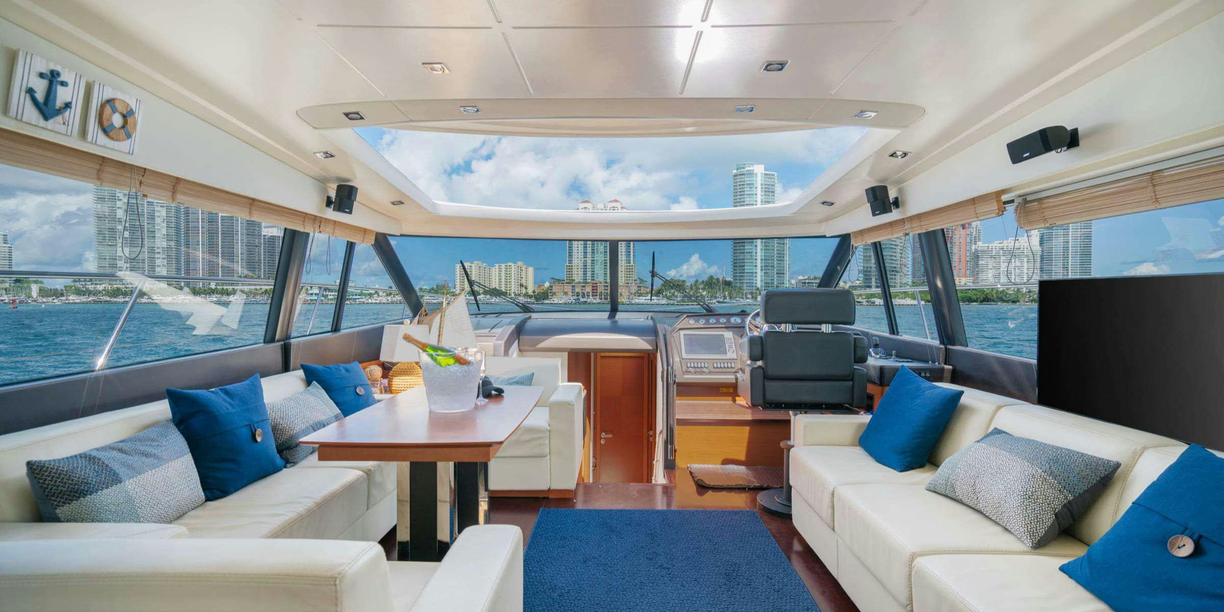 inside of a boat aboard Legacy Yacht for Charter