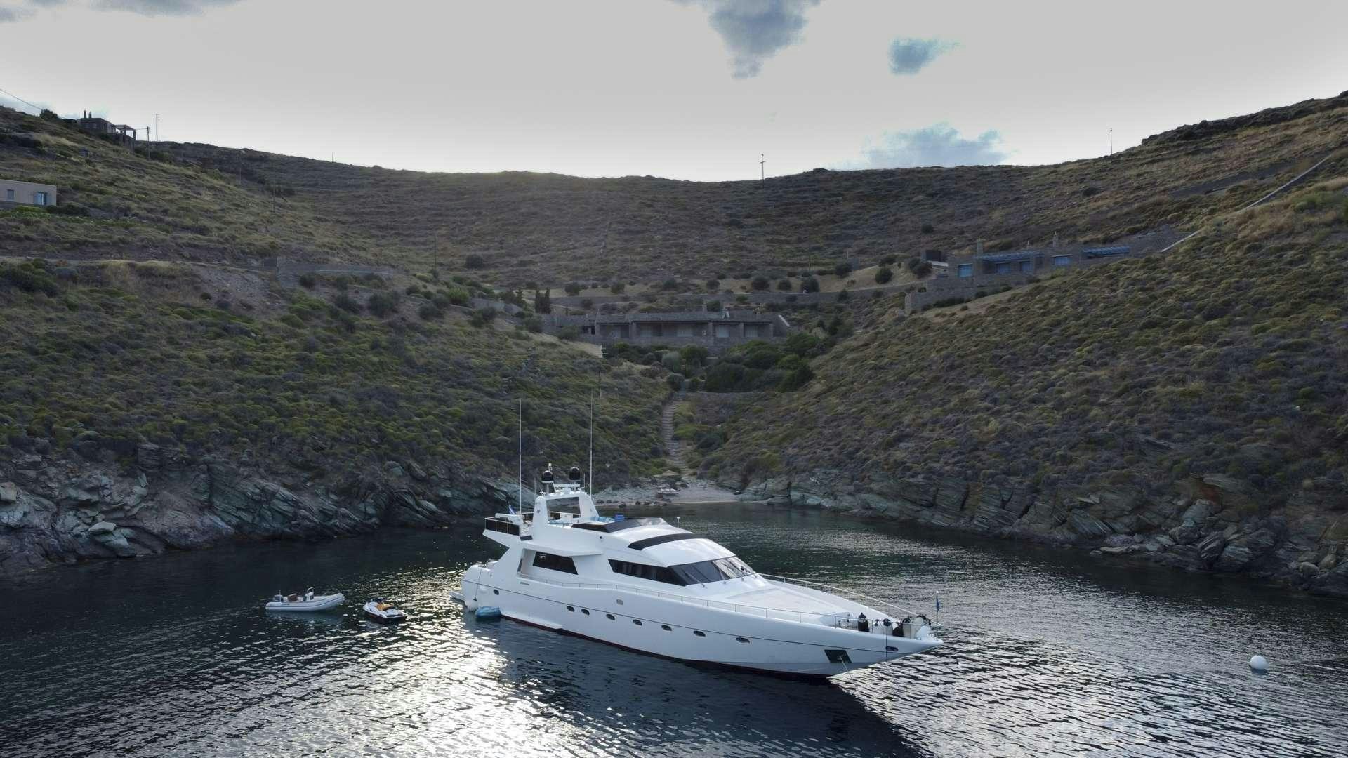 a boat on the water aboard WISH Yacht for Charter