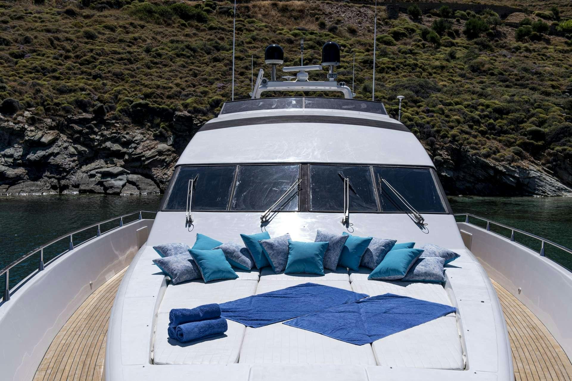 a boat on a dock aboard WISH Yacht for Charter