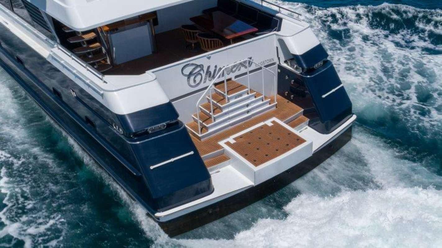 a model of a boat aboard QUANTUM Yacht for Charter