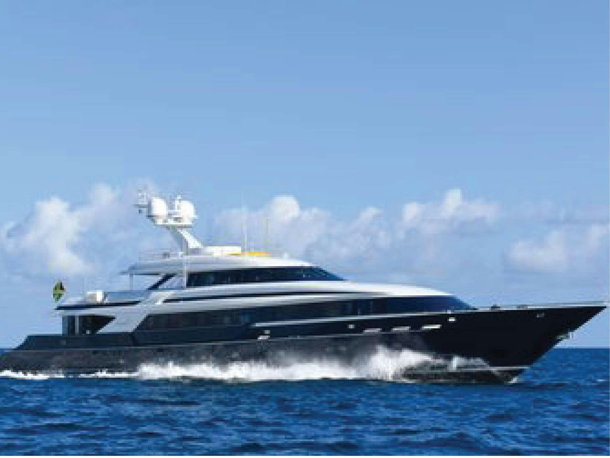 a large boat in the water aboard OCTOPUSSY Yacht for Charter