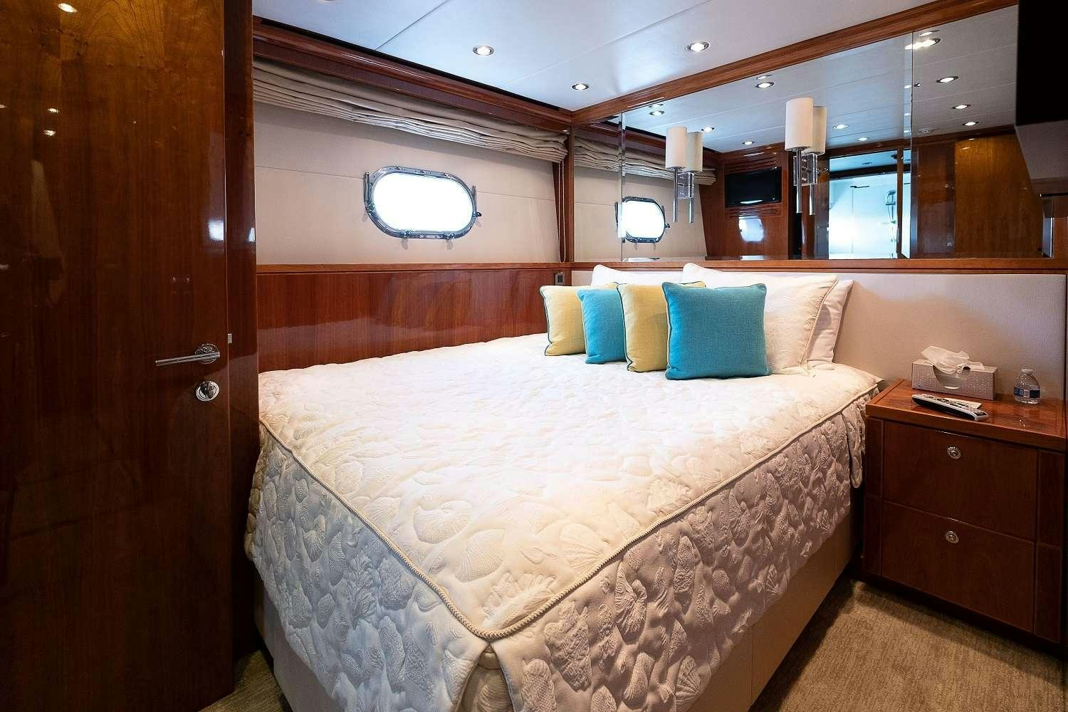 a bed in a room aboard CYNDERELLA Yacht for Charter