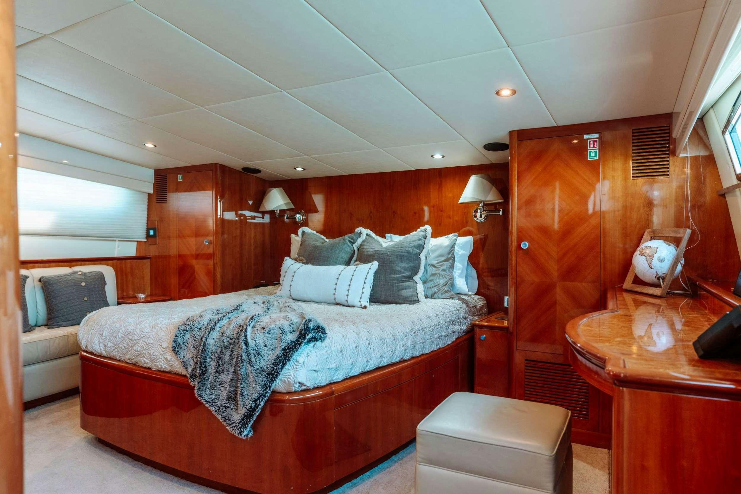 a bed in a room aboard ENDLESS SUN Yacht for Charter